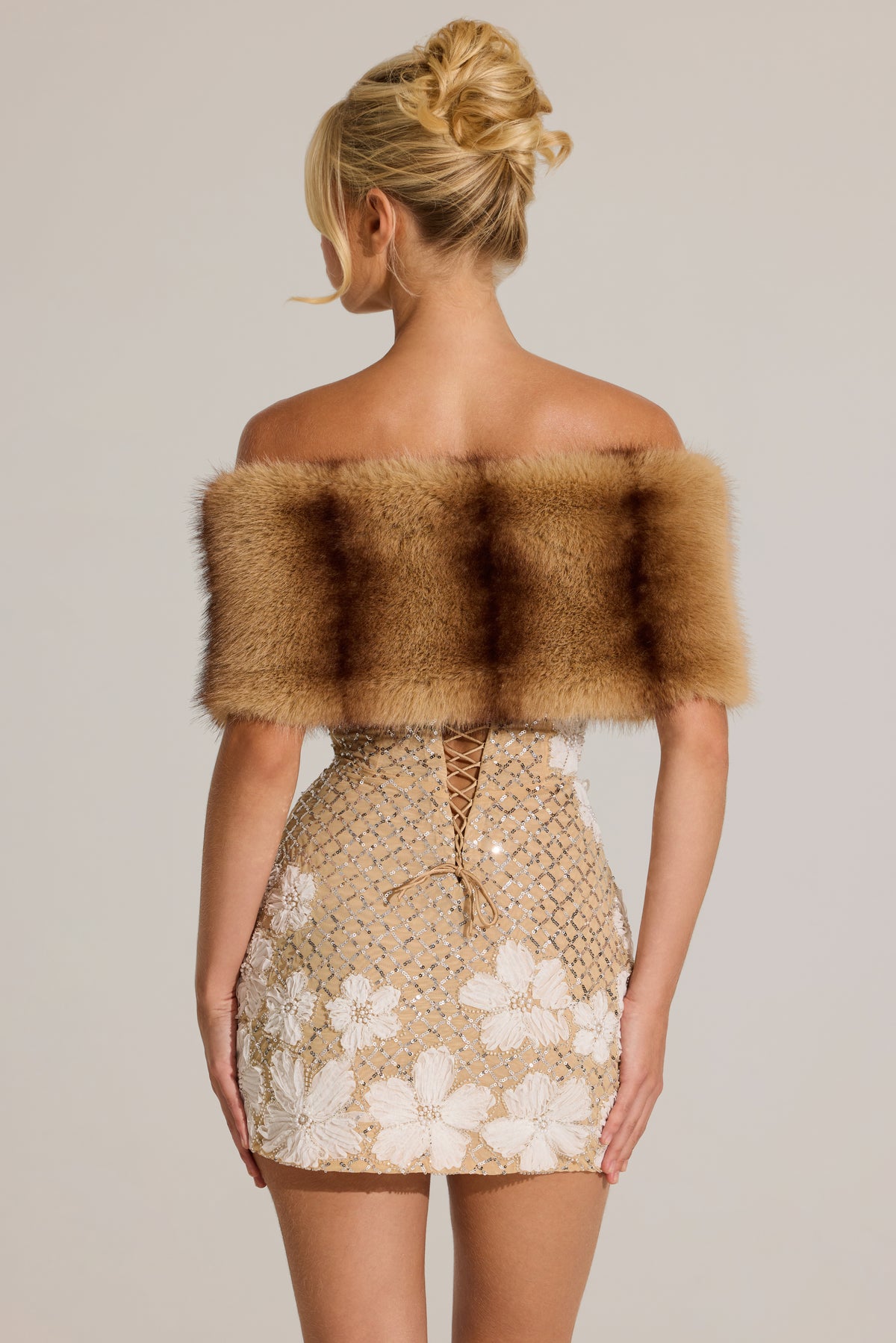Fur Ribbon-Tie Stole in Mink