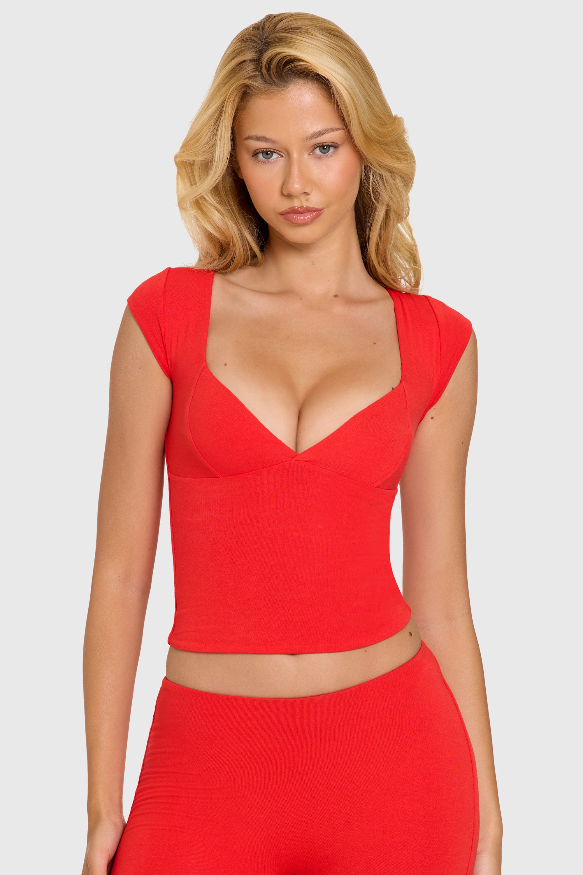 Modal Cap-Sleeve Top in Cherry - 1