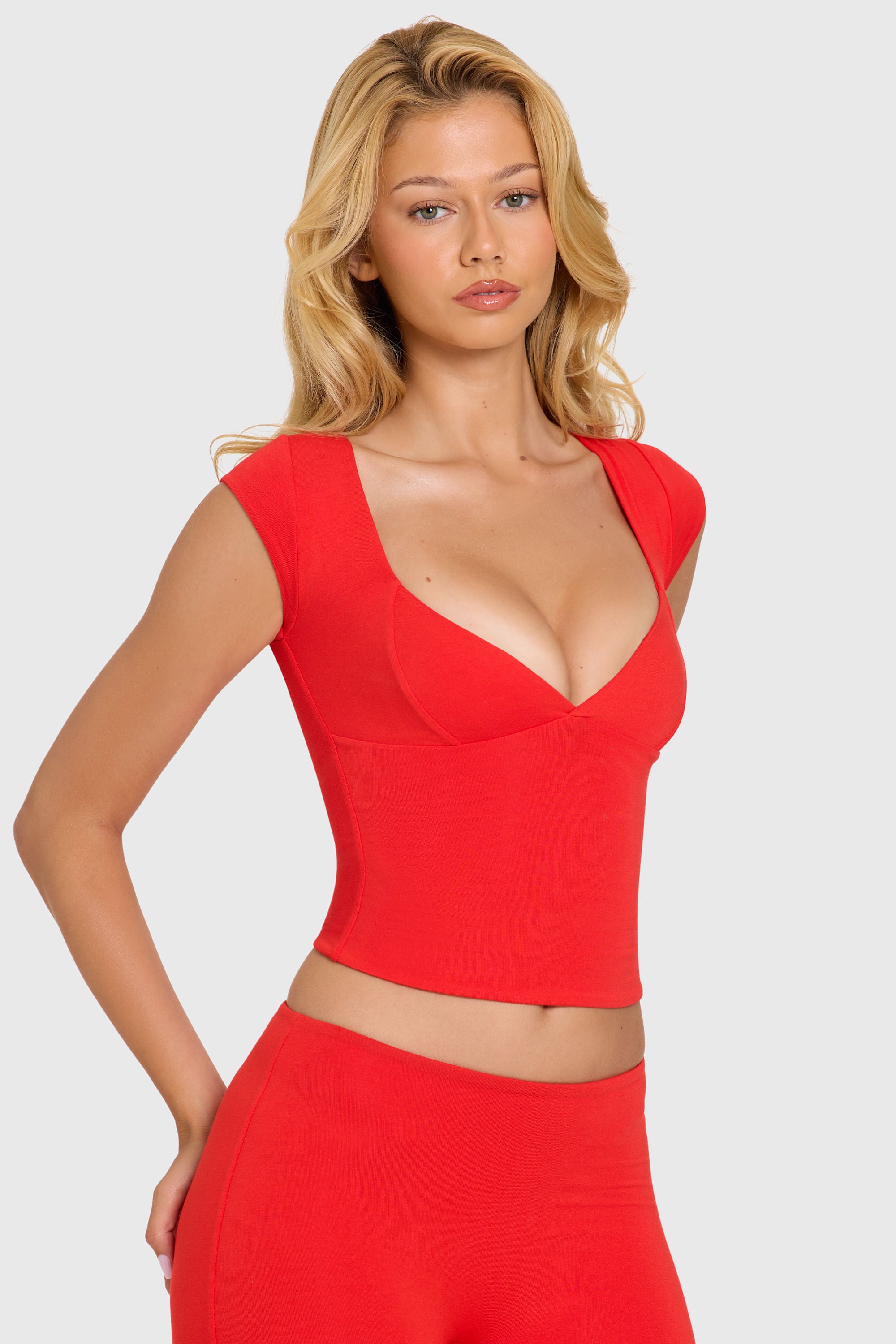 Modal Cap-Sleeve Top in Cherry