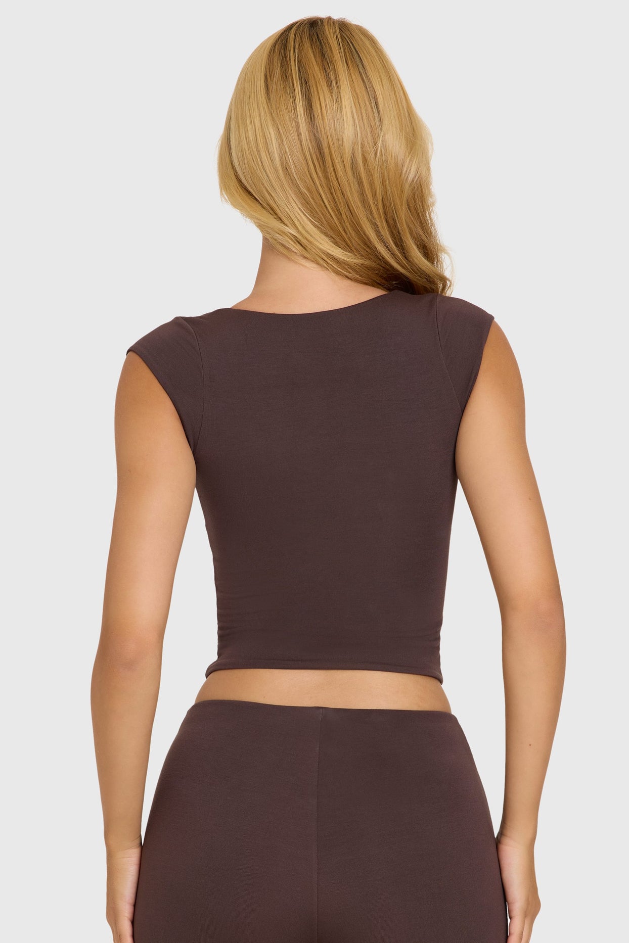 Modal Cap-Sleeve Top in Chocolate - 7