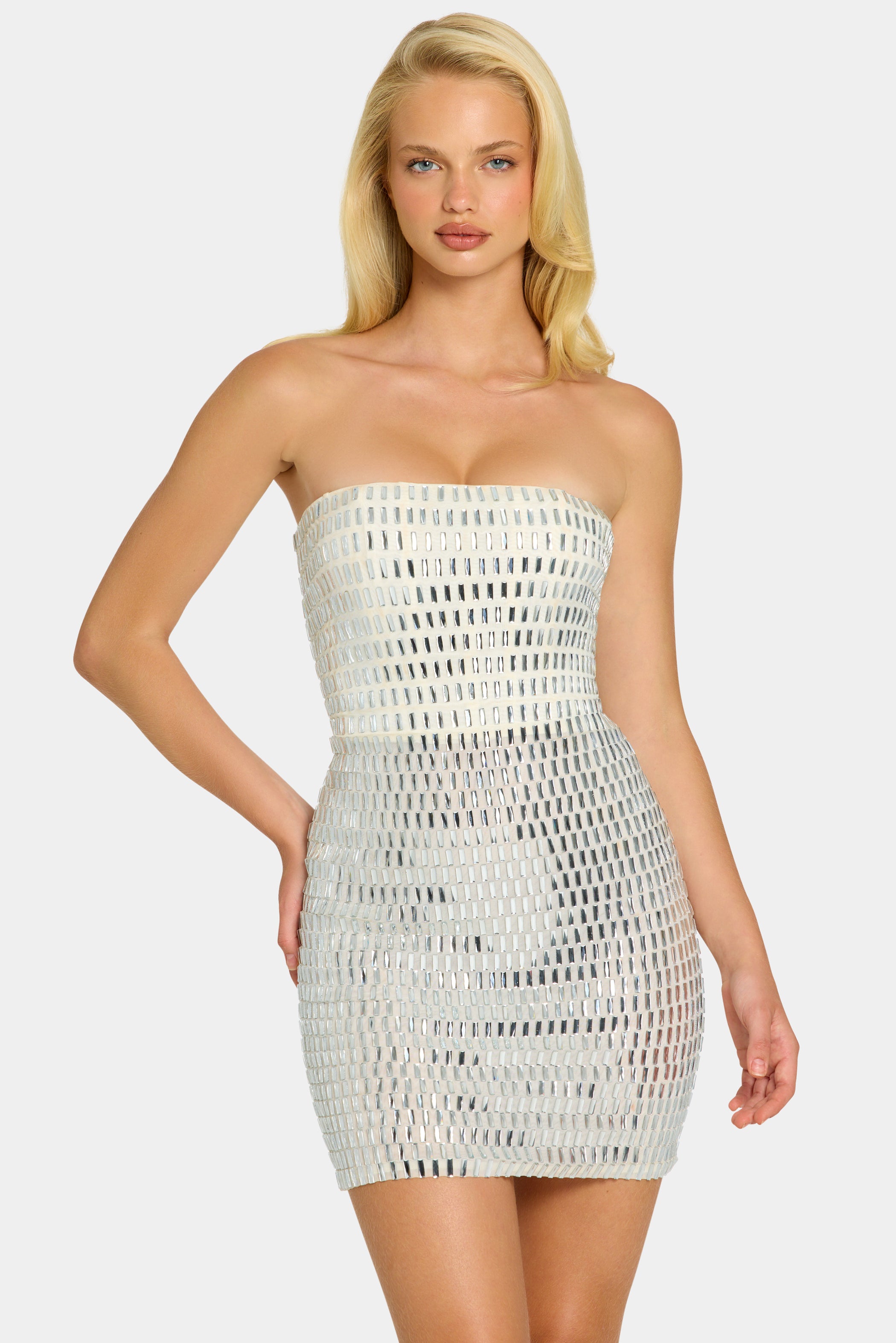 Ines Embellished Corset Mini Dress in Strawberry