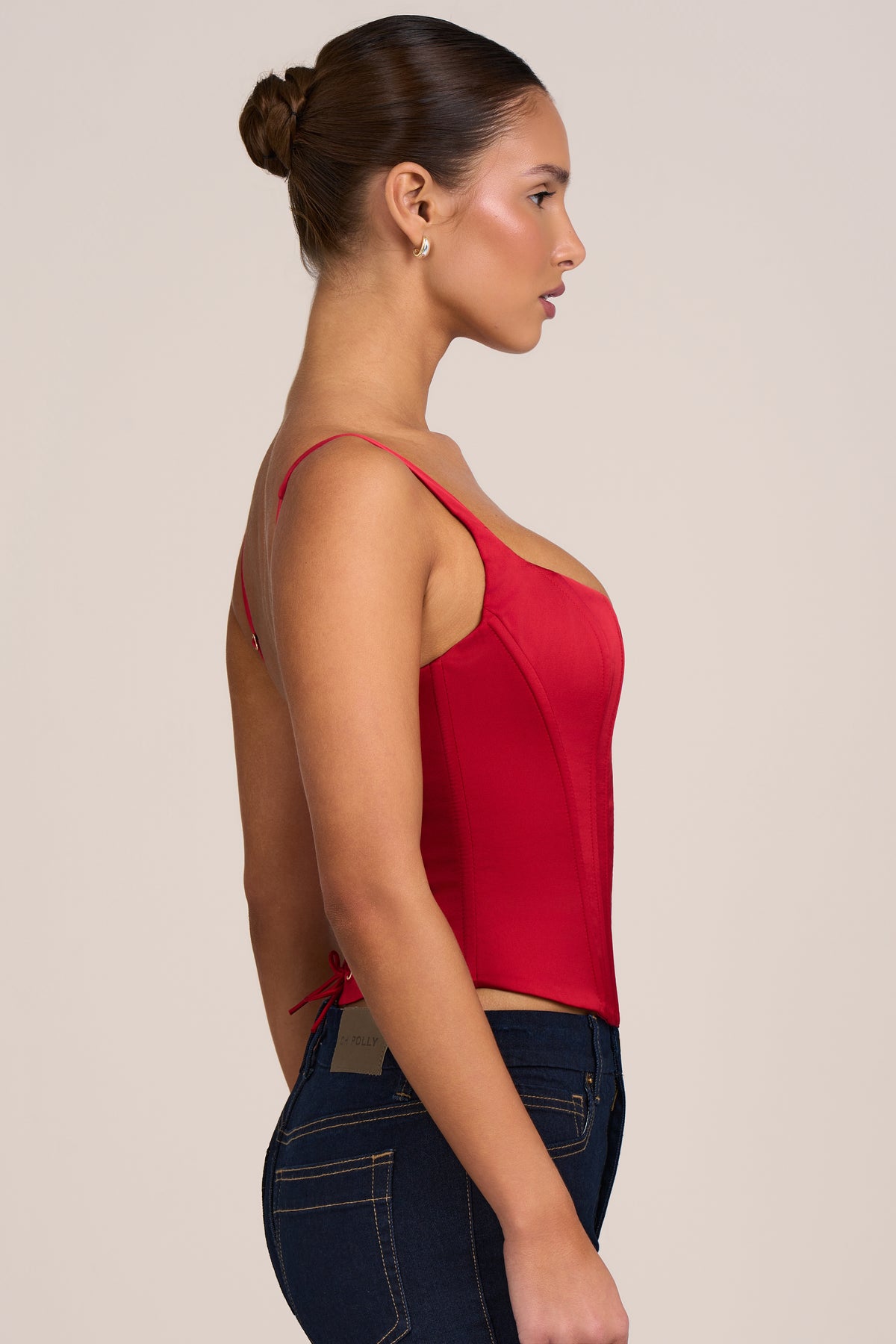 Satin Corset Top in Fire Red