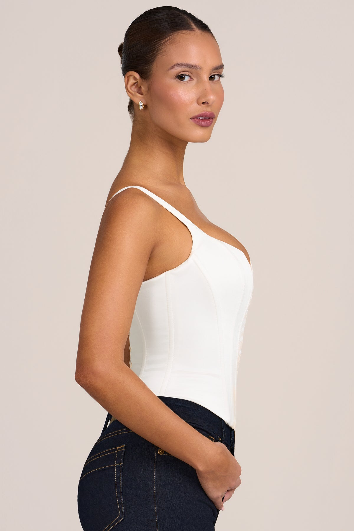 Satin Corset Top in White