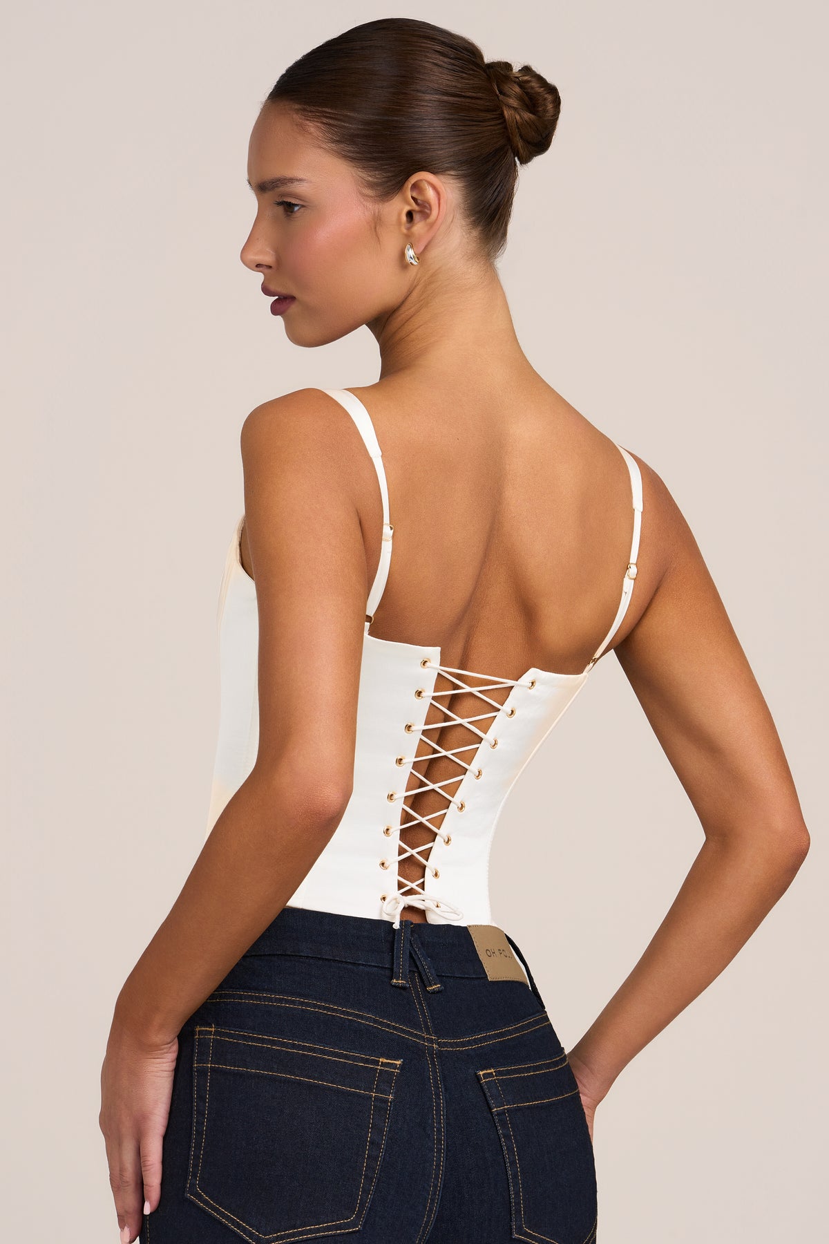 Satin Corset Top in White - 2