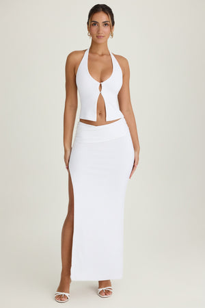 Ruched Maxi Skirt in White