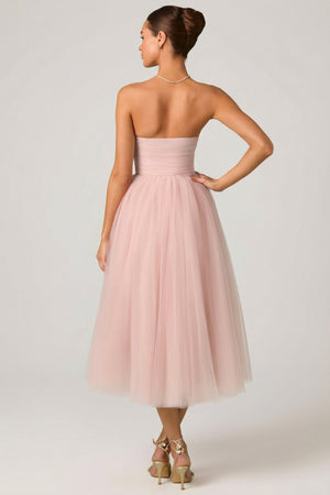 Tulle Corset Midaxi Dress in Dusty Rose