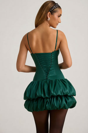 Clarice Layered Bubble Hem Corset Mini Dress in Emerald Green | Oh Polly Clarice Layered Bubble Hem Corset Mini Dress in Emerald Green | Oh Polly