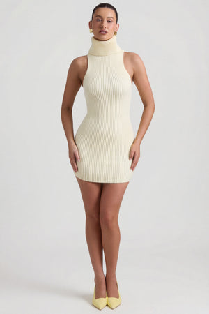 Daiya Ribbed-Knit Turtleneck Mini Dress in Butter Yellow | Oh Polly Daiya Ribbed-Knit Turtleneck Mini Dress in Butter Yellow | Oh Polly
