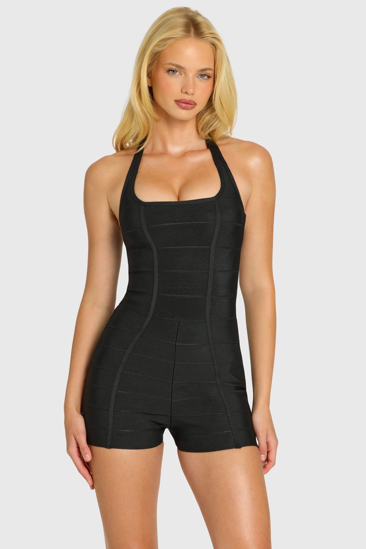 Bandage Halterneck Playsuit in Black - 8