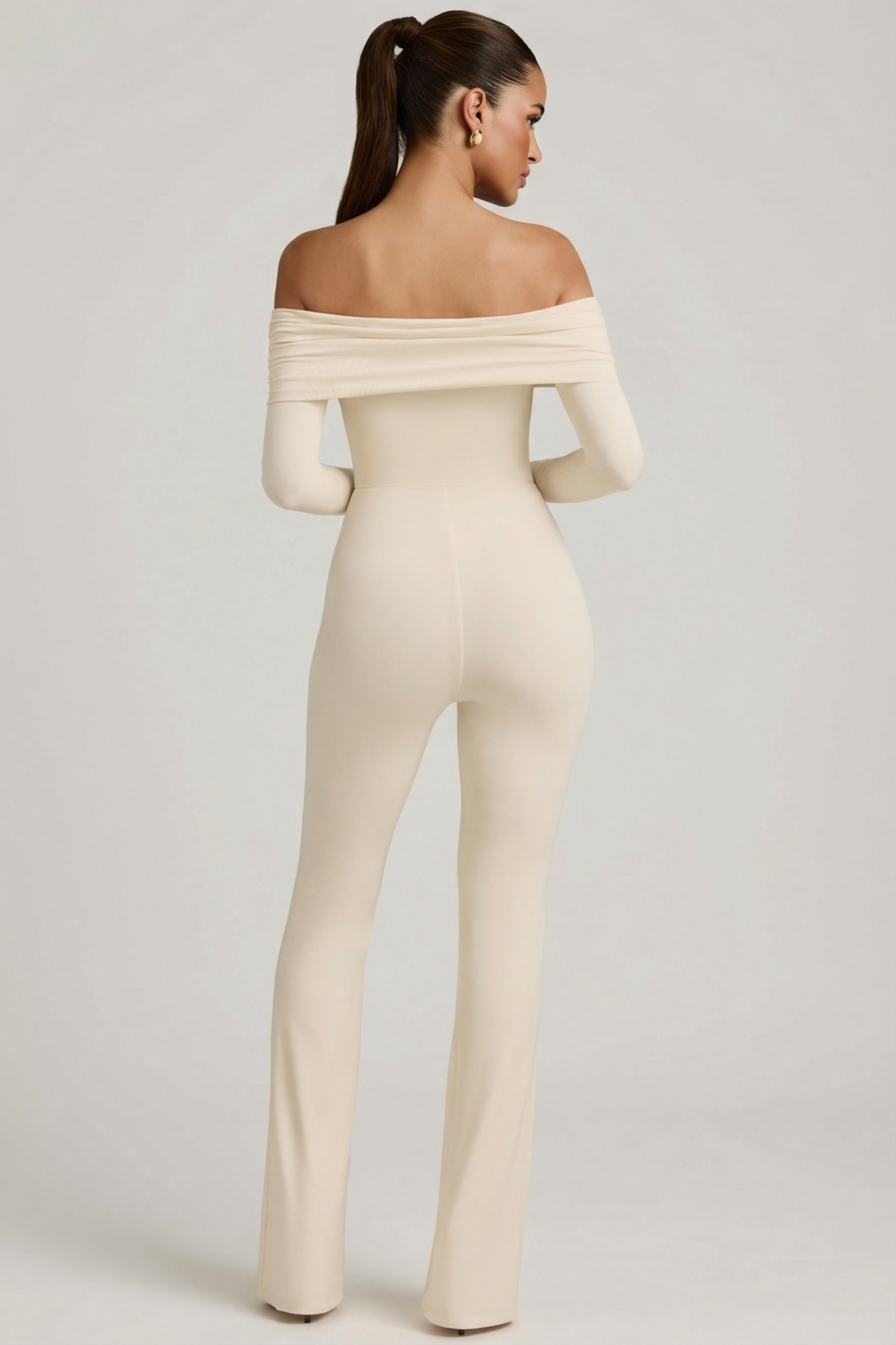Modal Off-Shoulder Ruched Jumpsuit in Ivory