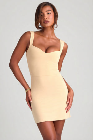 chinese dress ladies Dove Modal Sweetheart Neckline A-Line Mini Dress in Sand