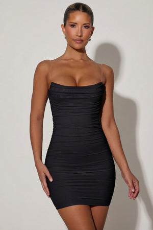 Femi Ruched Backless Bodycon Mini Dress in Black | Oh Polly Femi Ruched Backless Bodycon Mini Dress in Black | Oh Polly