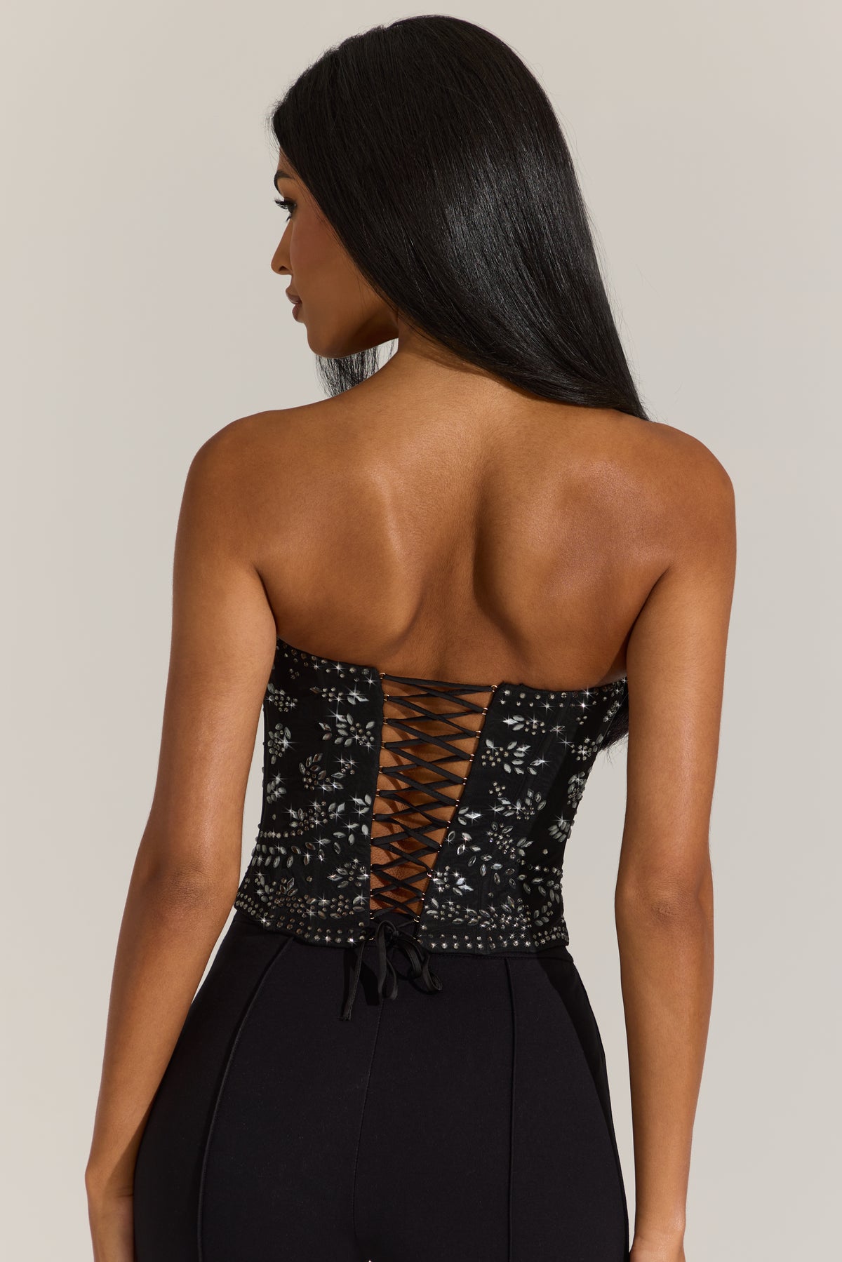 Embellished Corset Top in Black