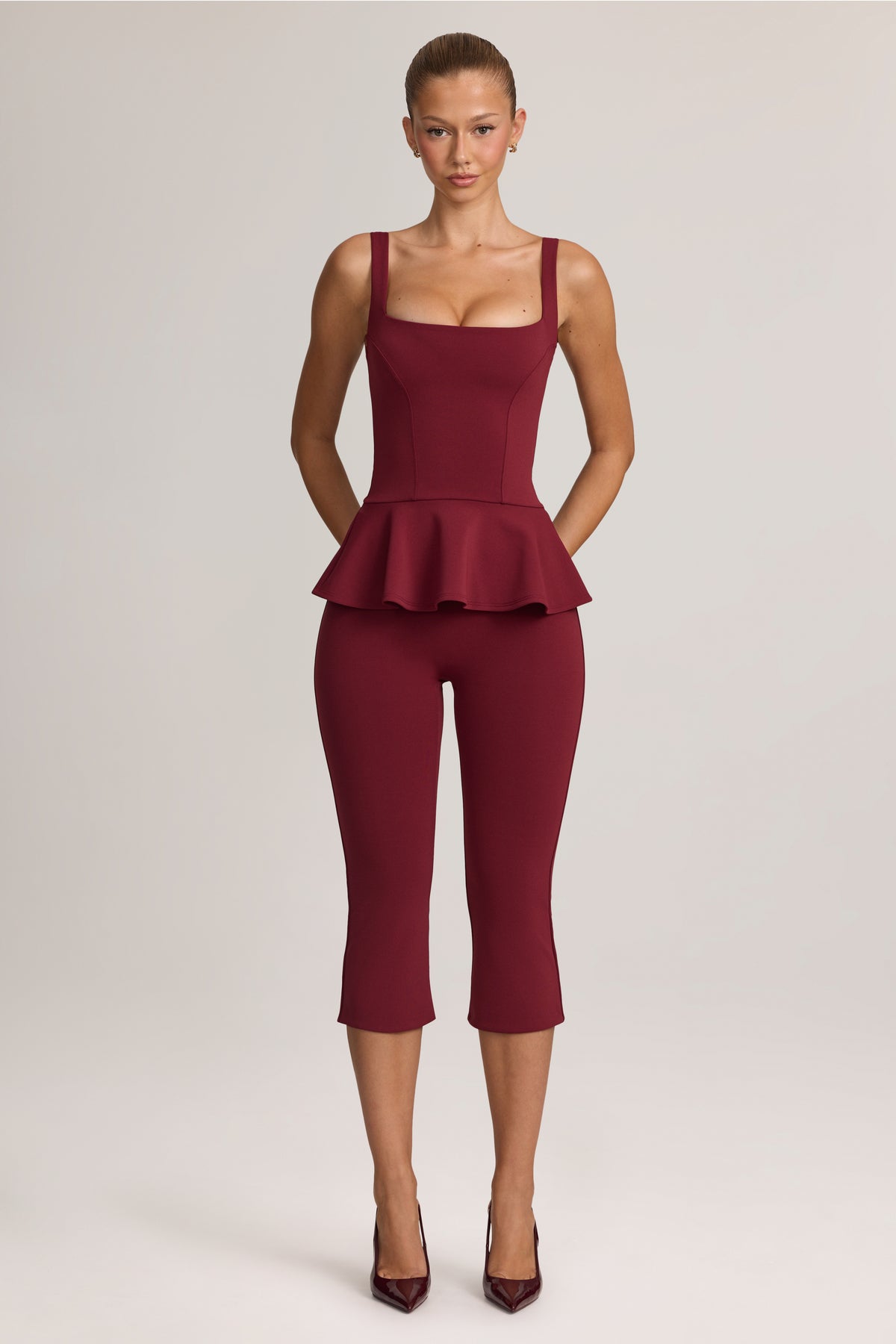 Ponte Peplum Top in Wine