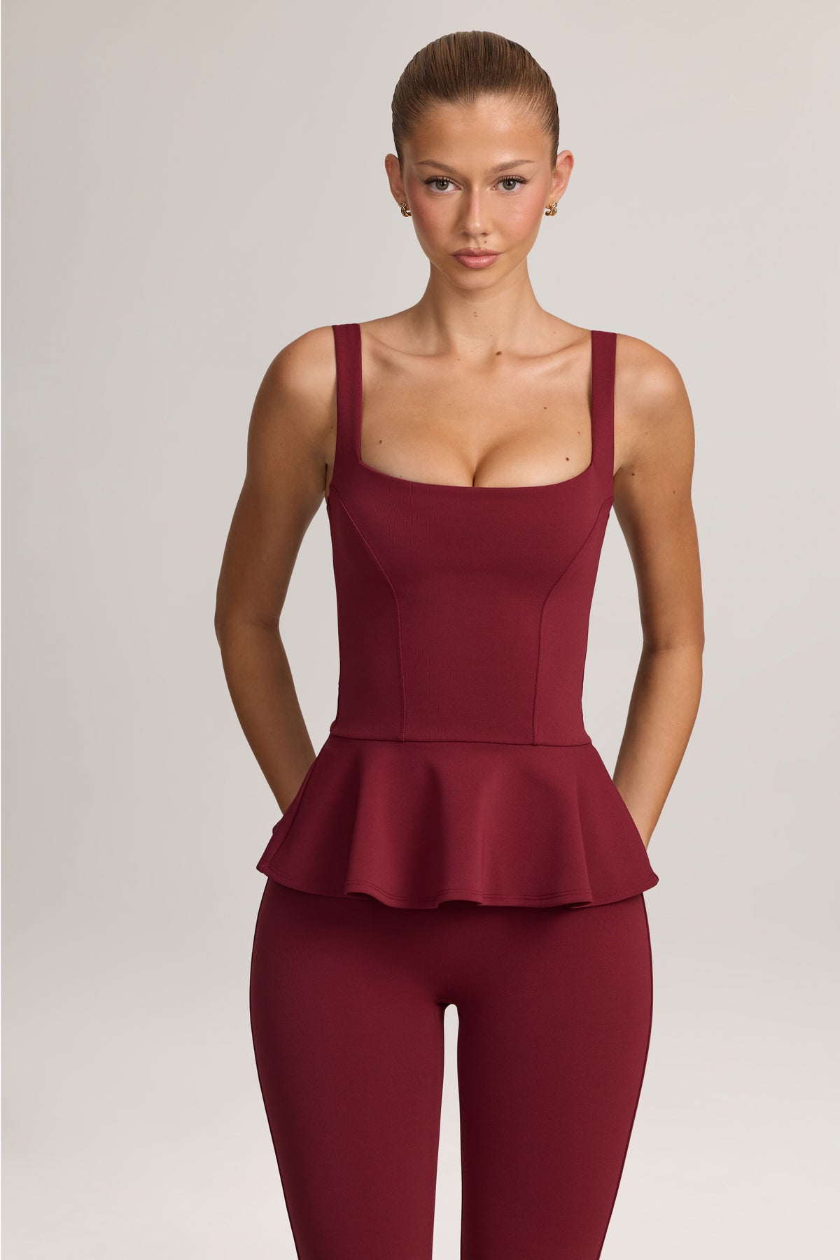 Ponte Peplum Top in Wine