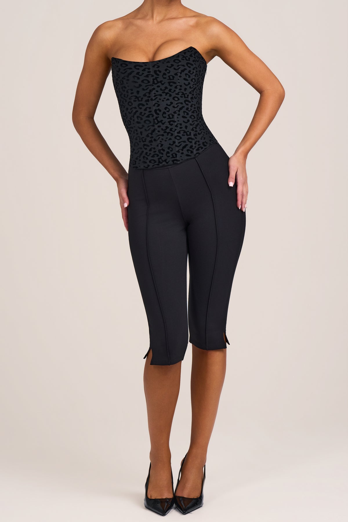 ⁣⁢Ponte Capri-Leggings in Schwarz⁤⁣