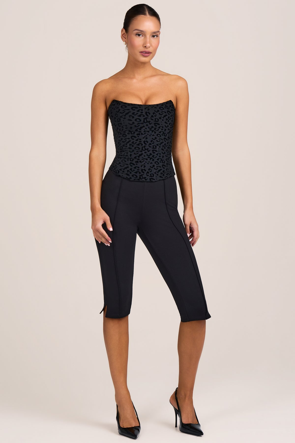⁣⁢Ponte Capri-Leggings in Schwarz⁤⁣