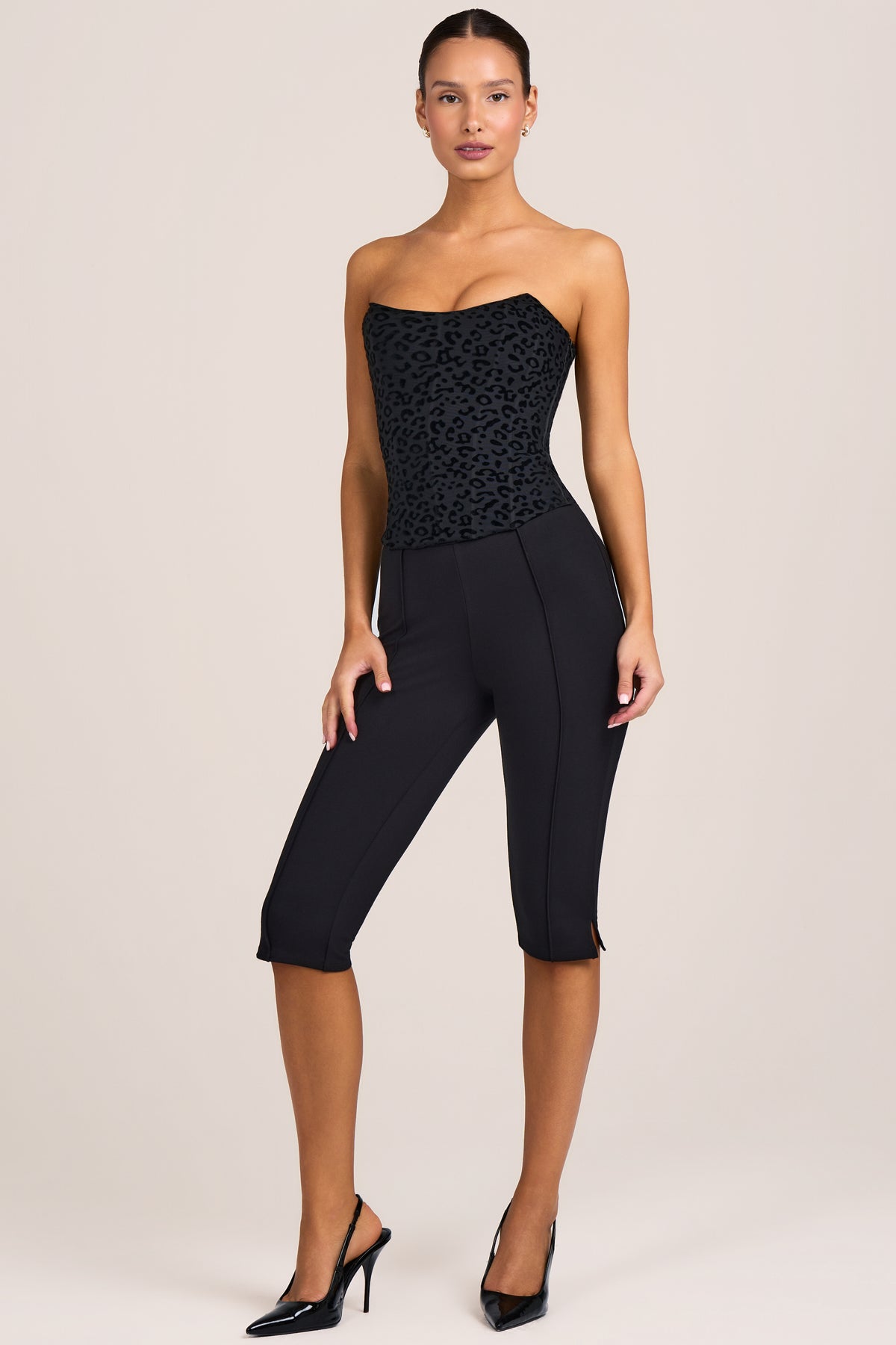 ⁣⁢Ponte Capri-Leggings in Schwarz⁤⁣