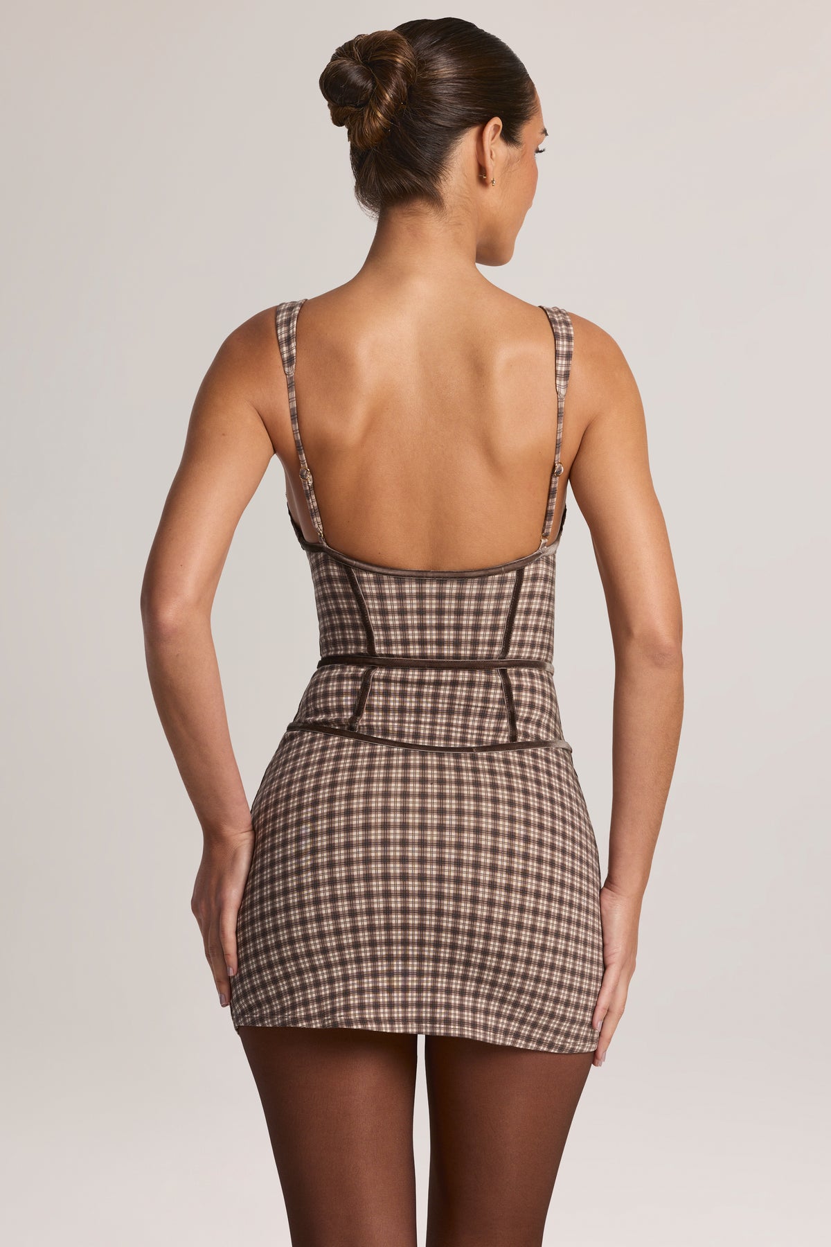 Modal A-Line Mini Dress in Square Check Print