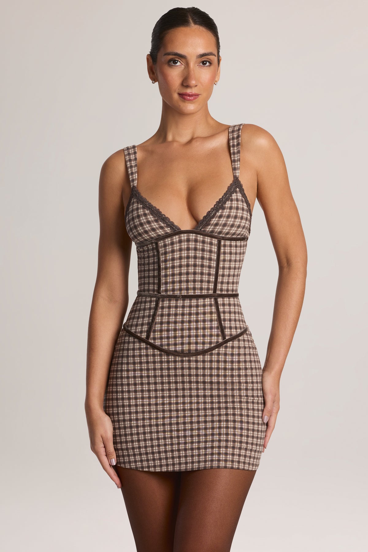 Modal A-Line Mini Dress in Square Check Print