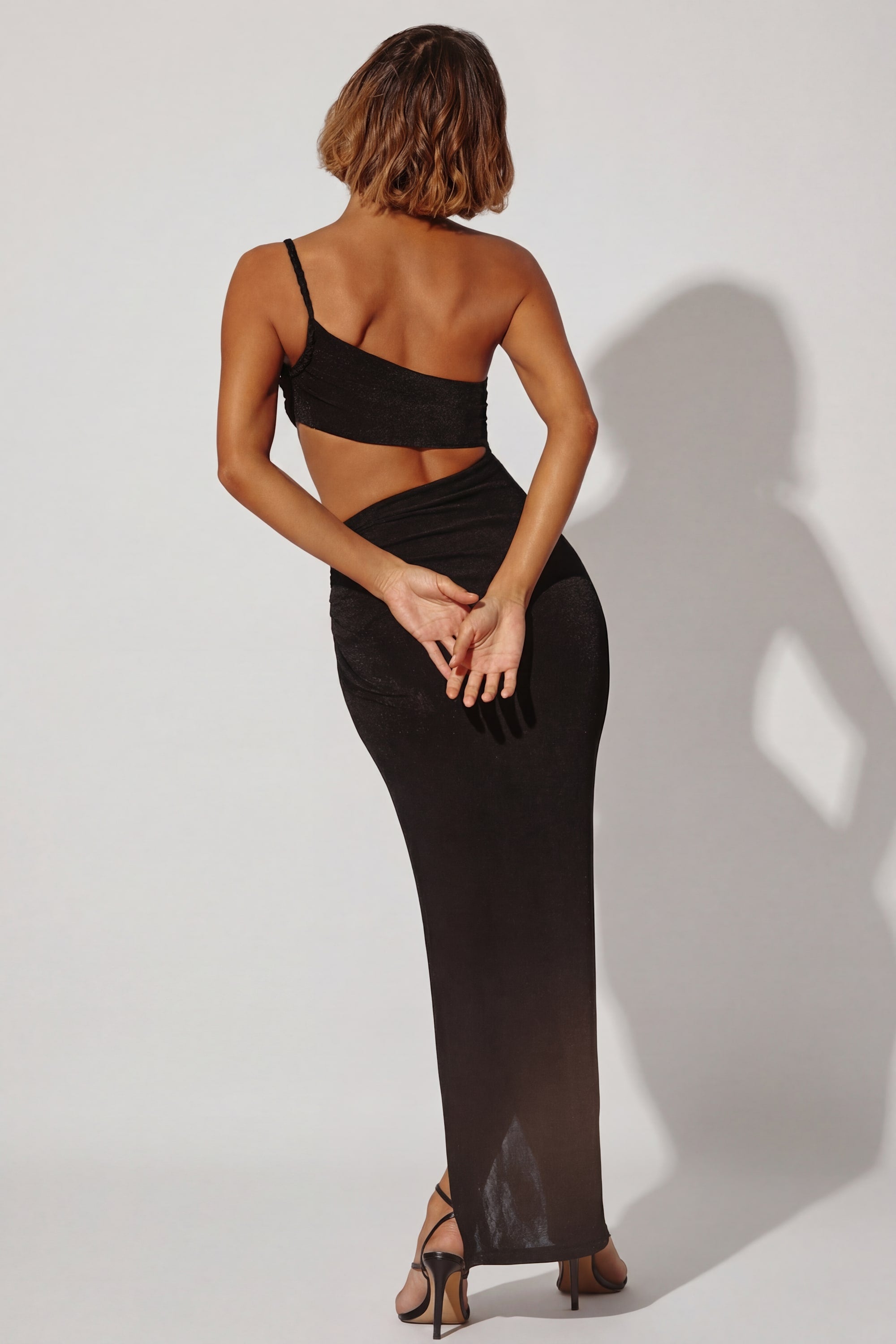 Ishtar One Shoulder Cut Out Maxi Dress in Black