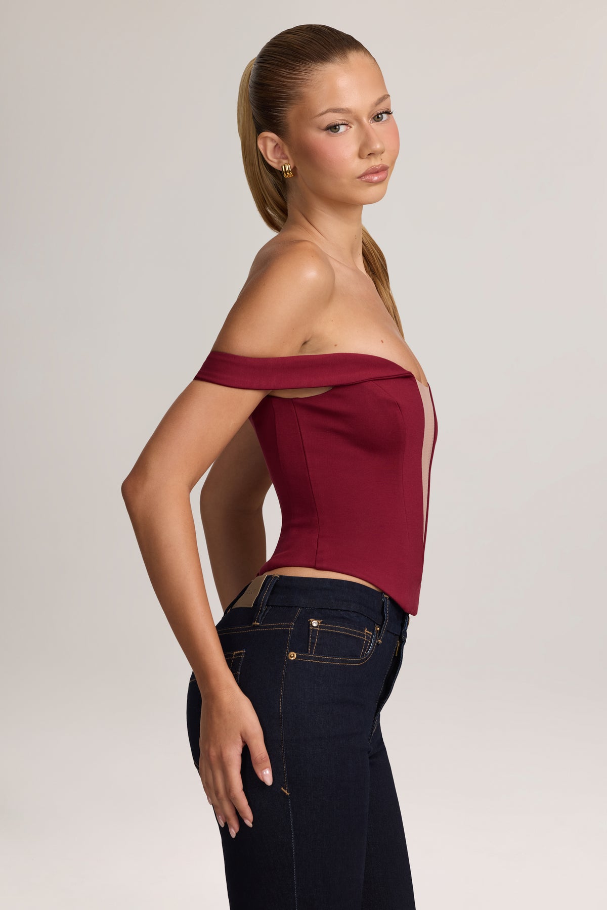 ⁣⁢Ponte Bardot Korsett-Top in Wine⁤⁣