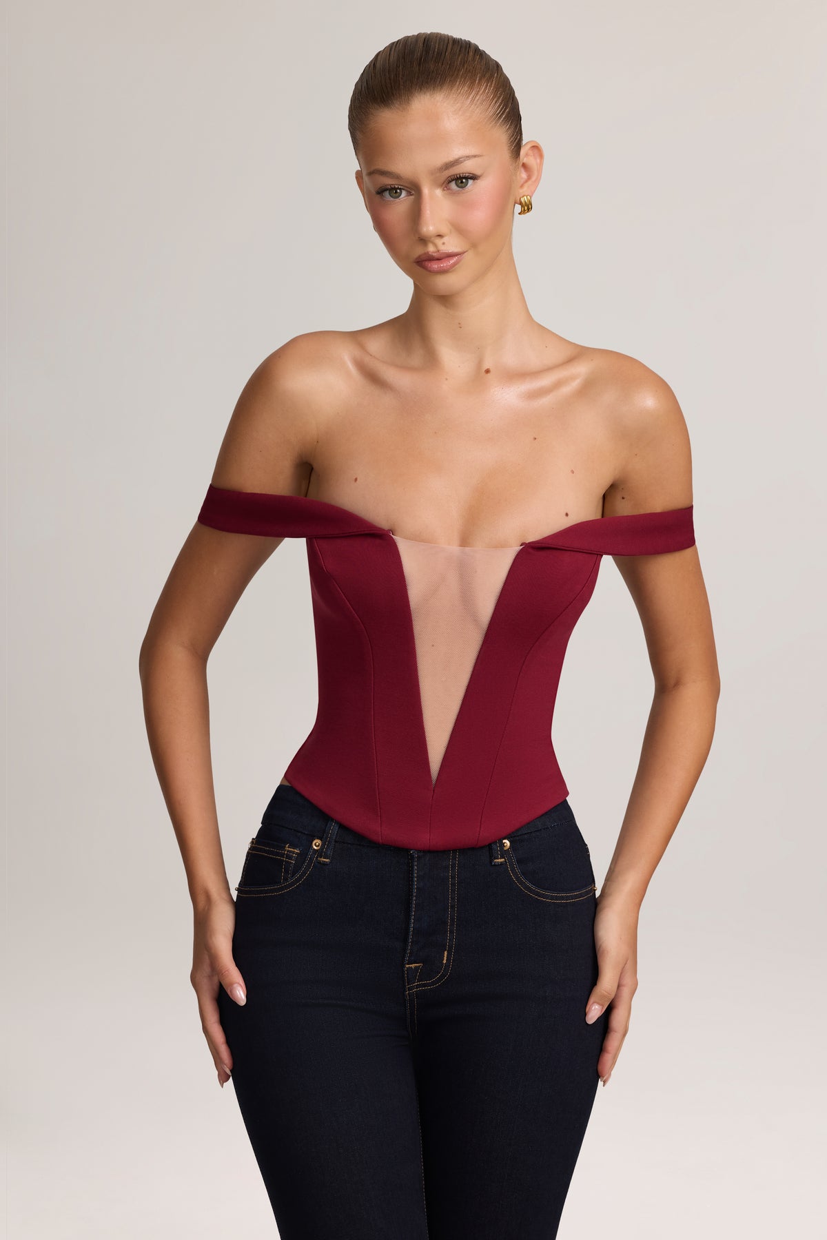 ⁣⁢Ponte Bardot Korsett-Top in Wine⁤⁣