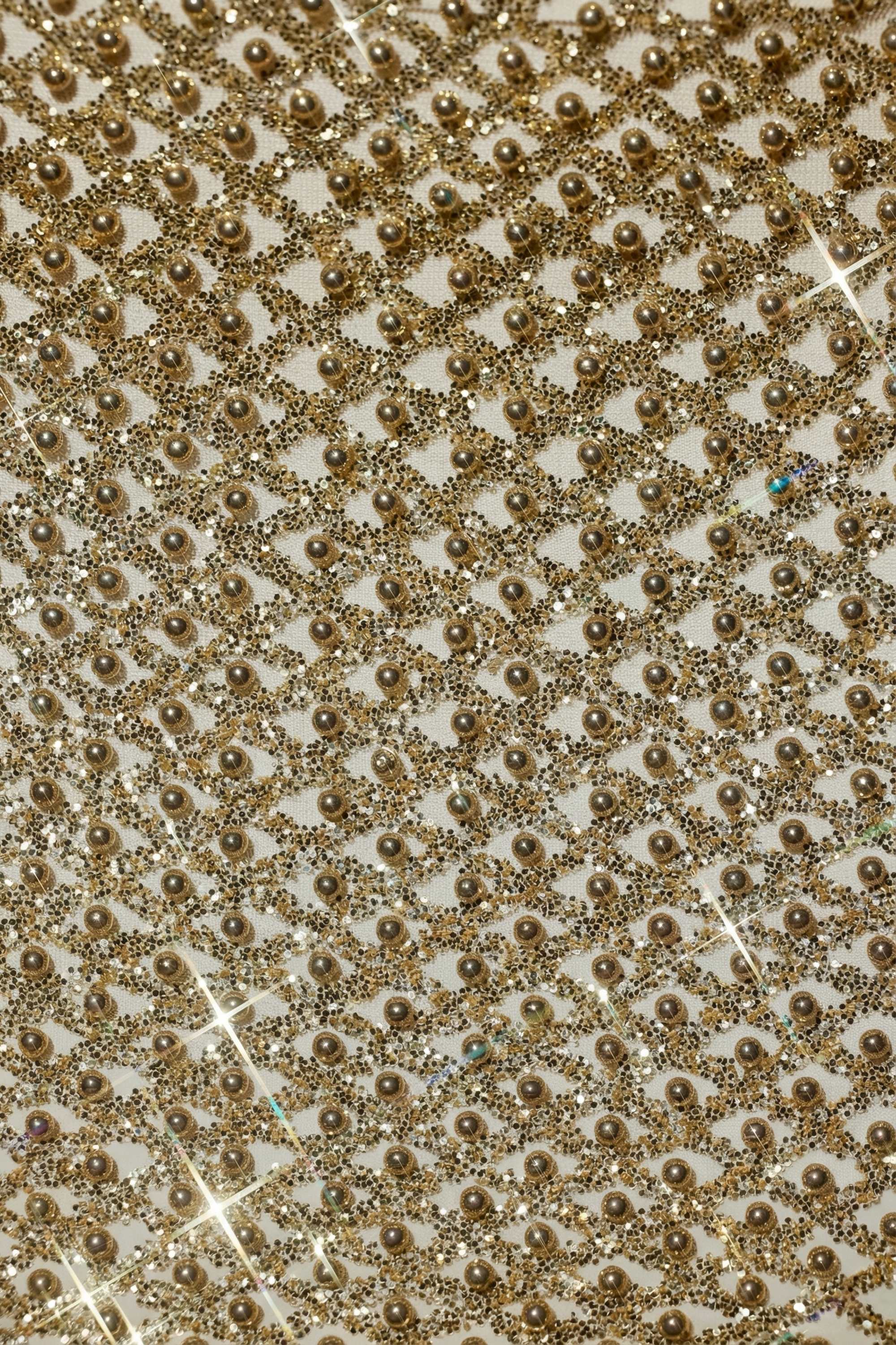 Embellished Low-Rise Mini Skirt in Gold