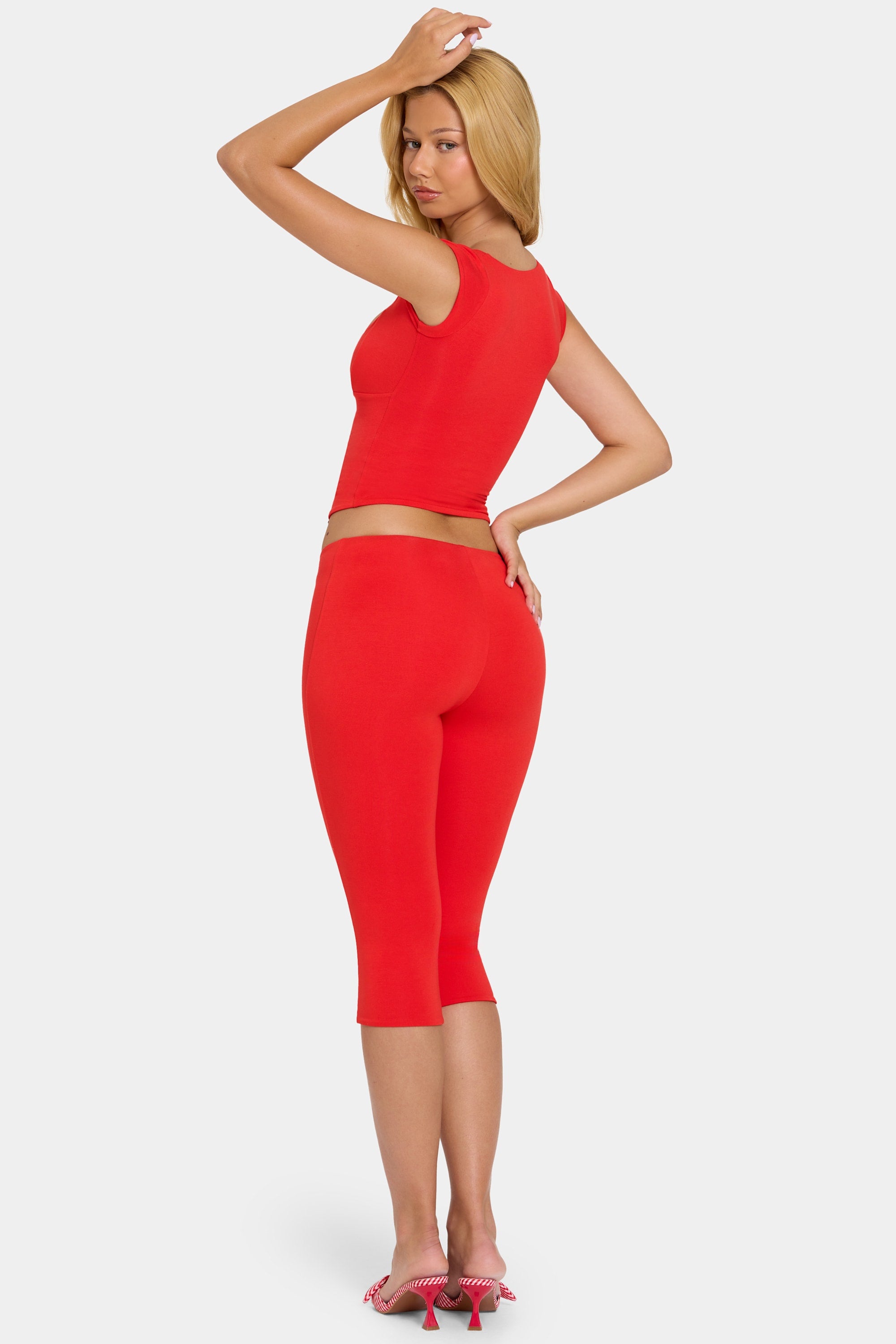 Modal Capri Leggings in Cherry - 2