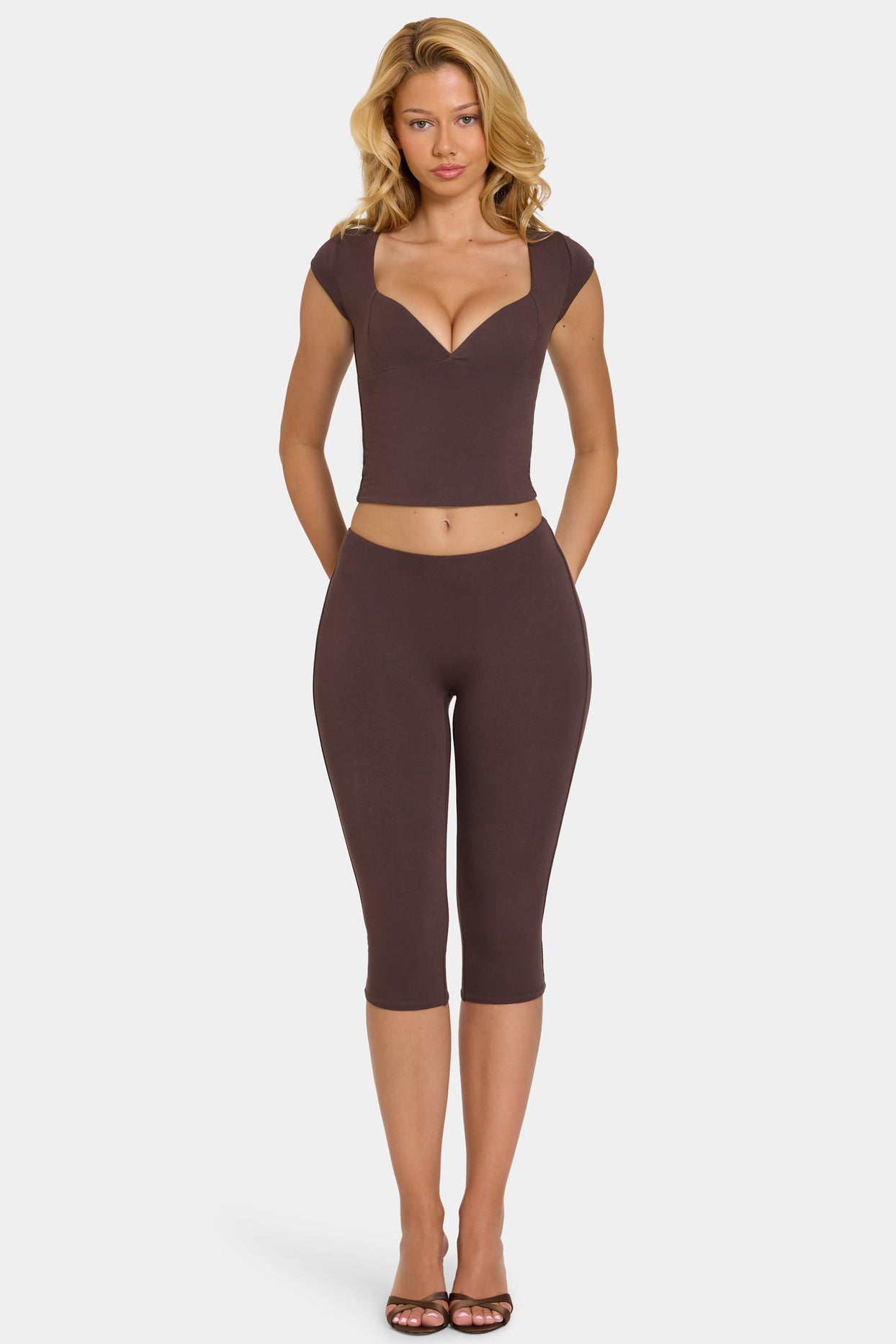 Modal Capri Leggings in Chocolate - 5