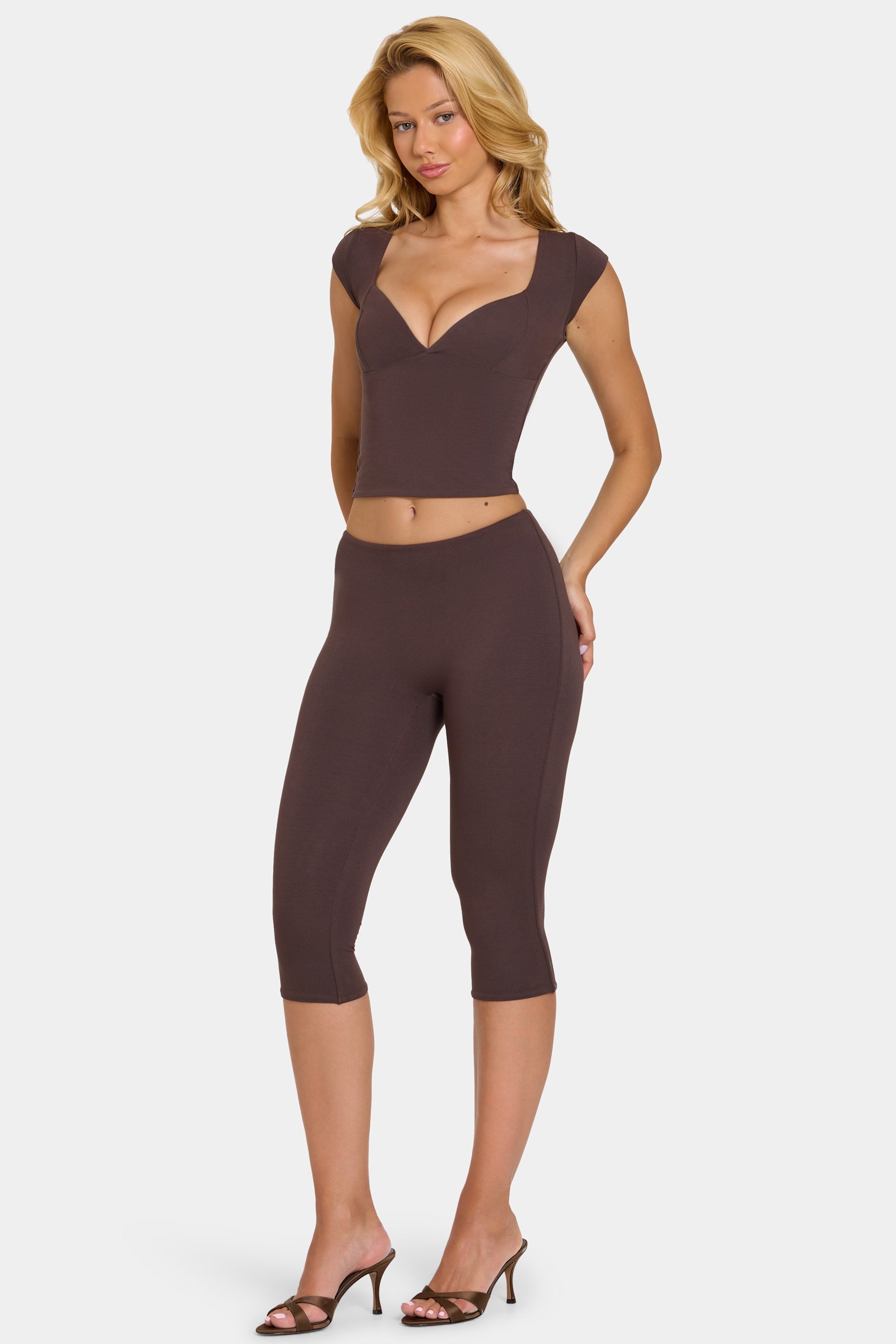 Modal Capri Leggings in Chocolate - 1