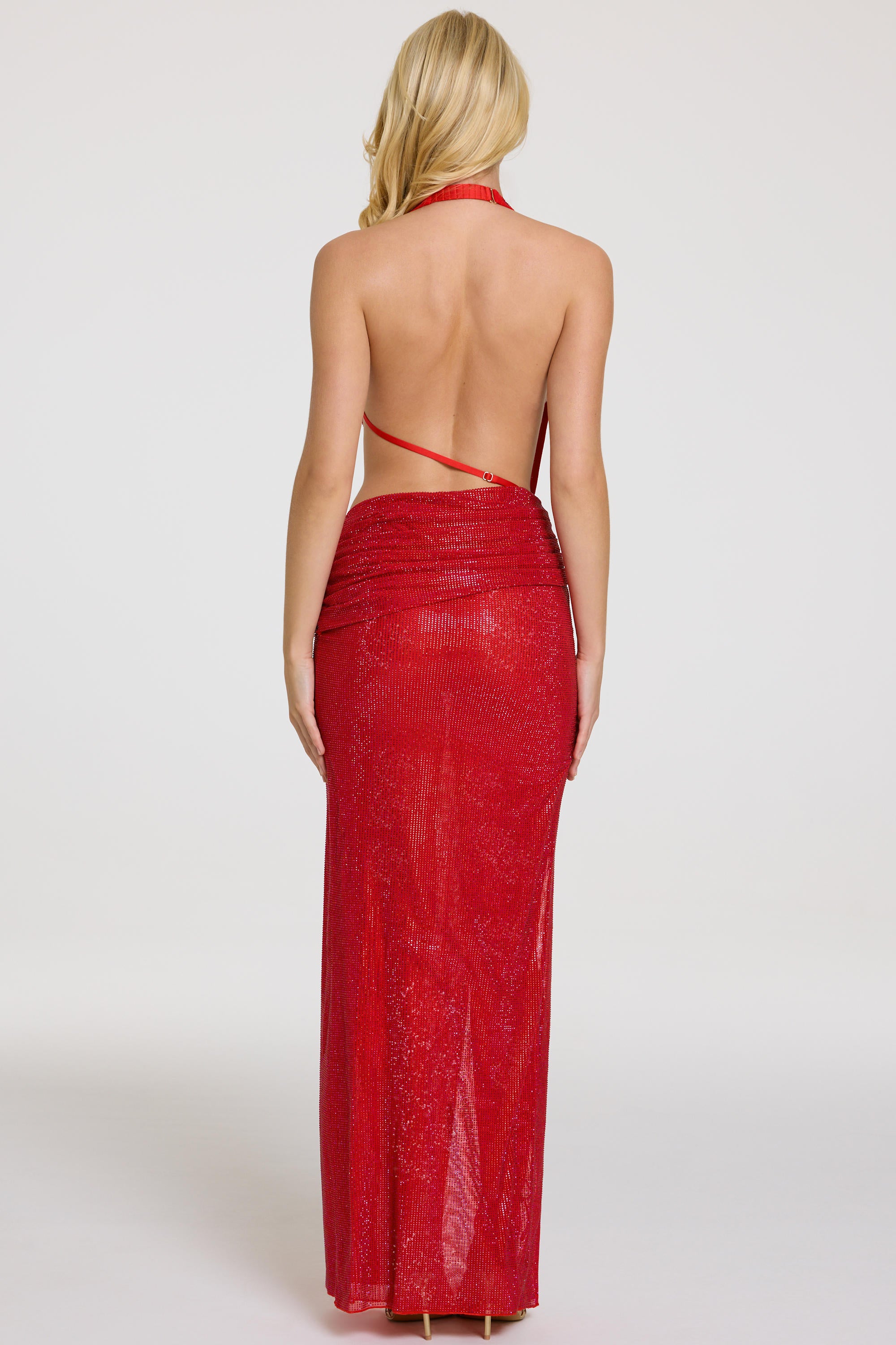 Embellished Maxi Dress in Red