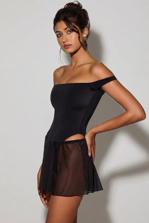 Oh Polly's Meeya wearing the Marion Bodysuit in Black Jersey fabric perfect for clubbing nights