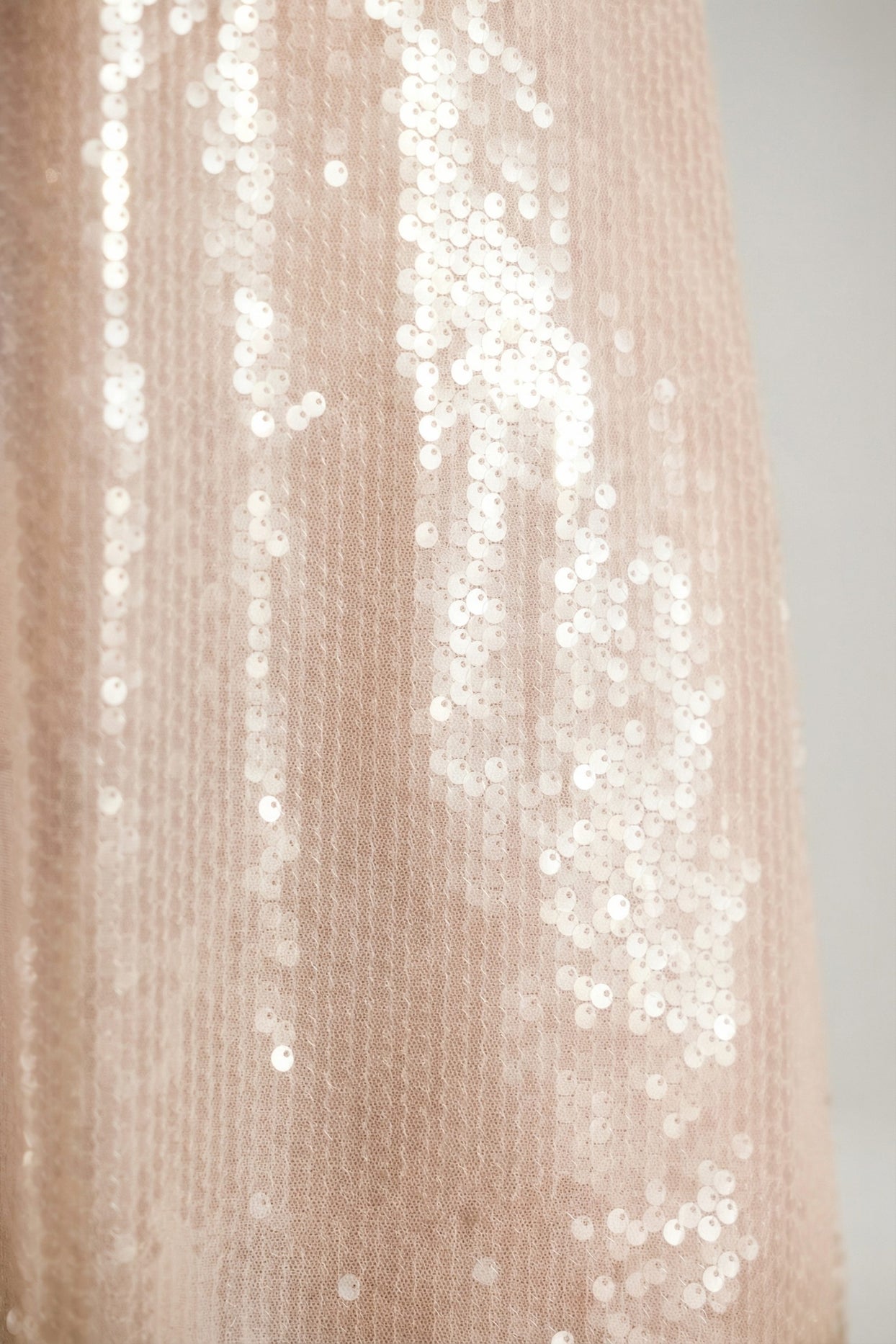 Sheer Sequin V-Neck Cut Out Back Evening Gown in White - 8