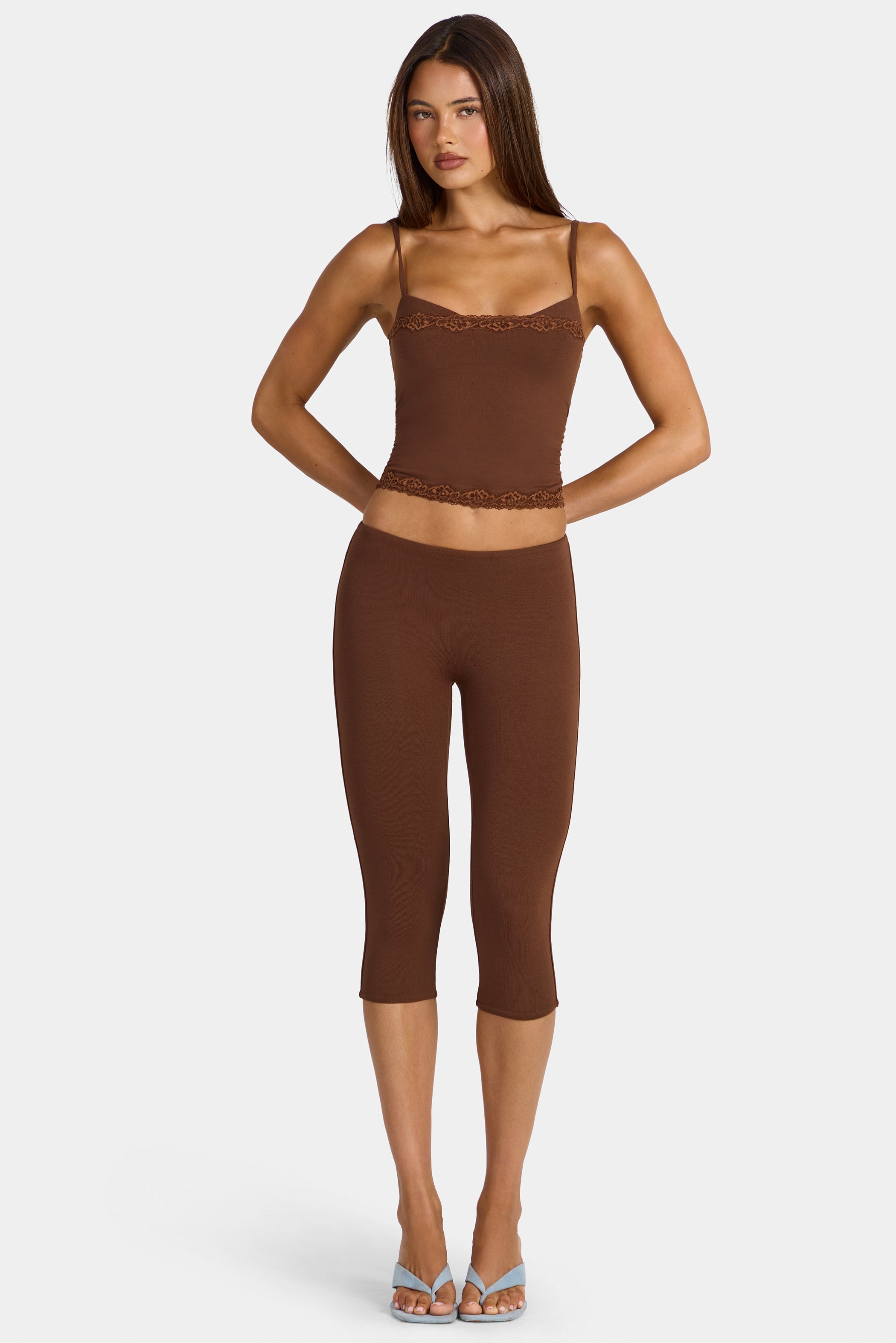 Modal Capri Leggings in Cocoa Brown