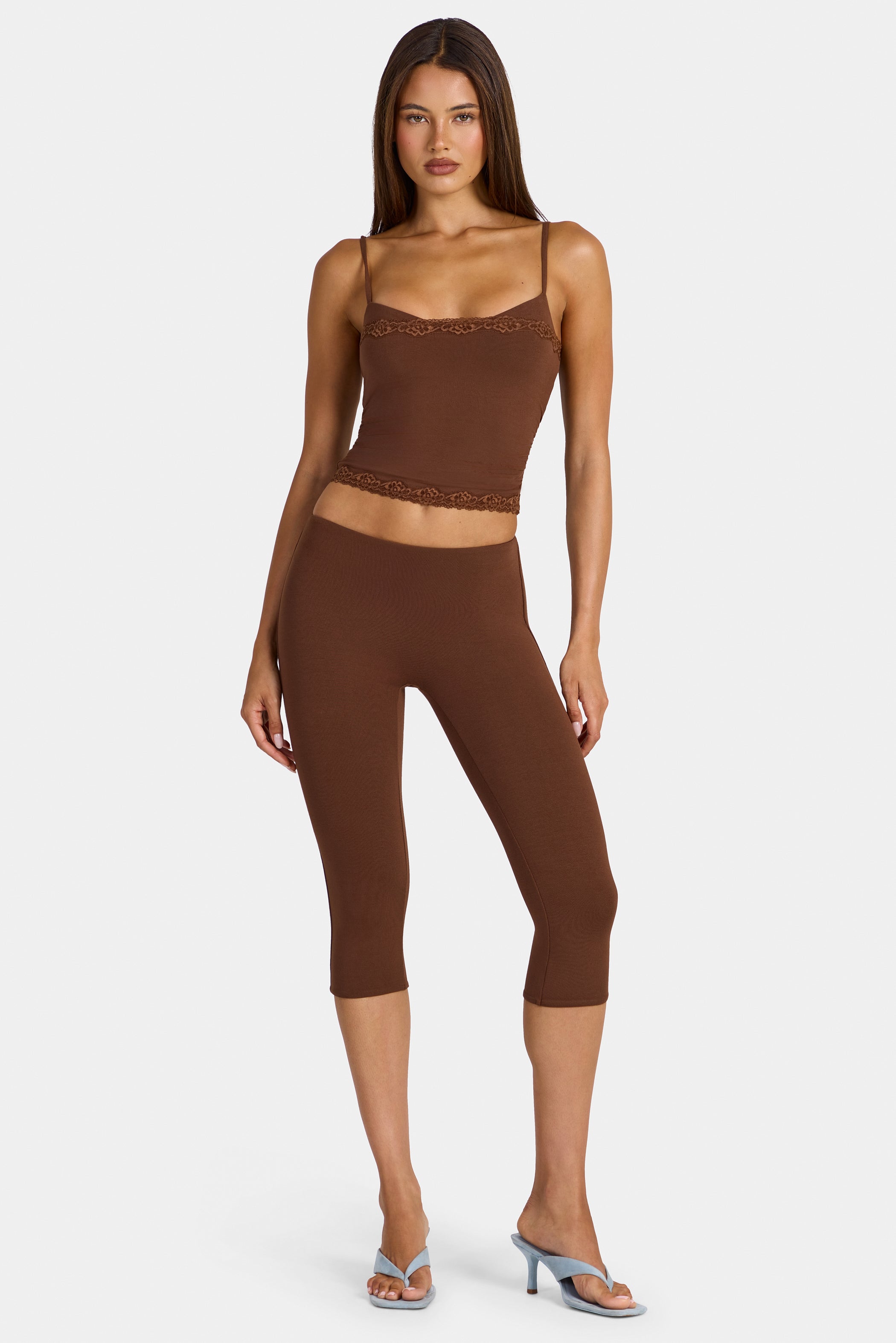 Modal Capri Leggings in Cocoa Brown