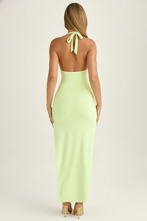 Modal High-Split Halterneck Maxi Dress in Matcha Green