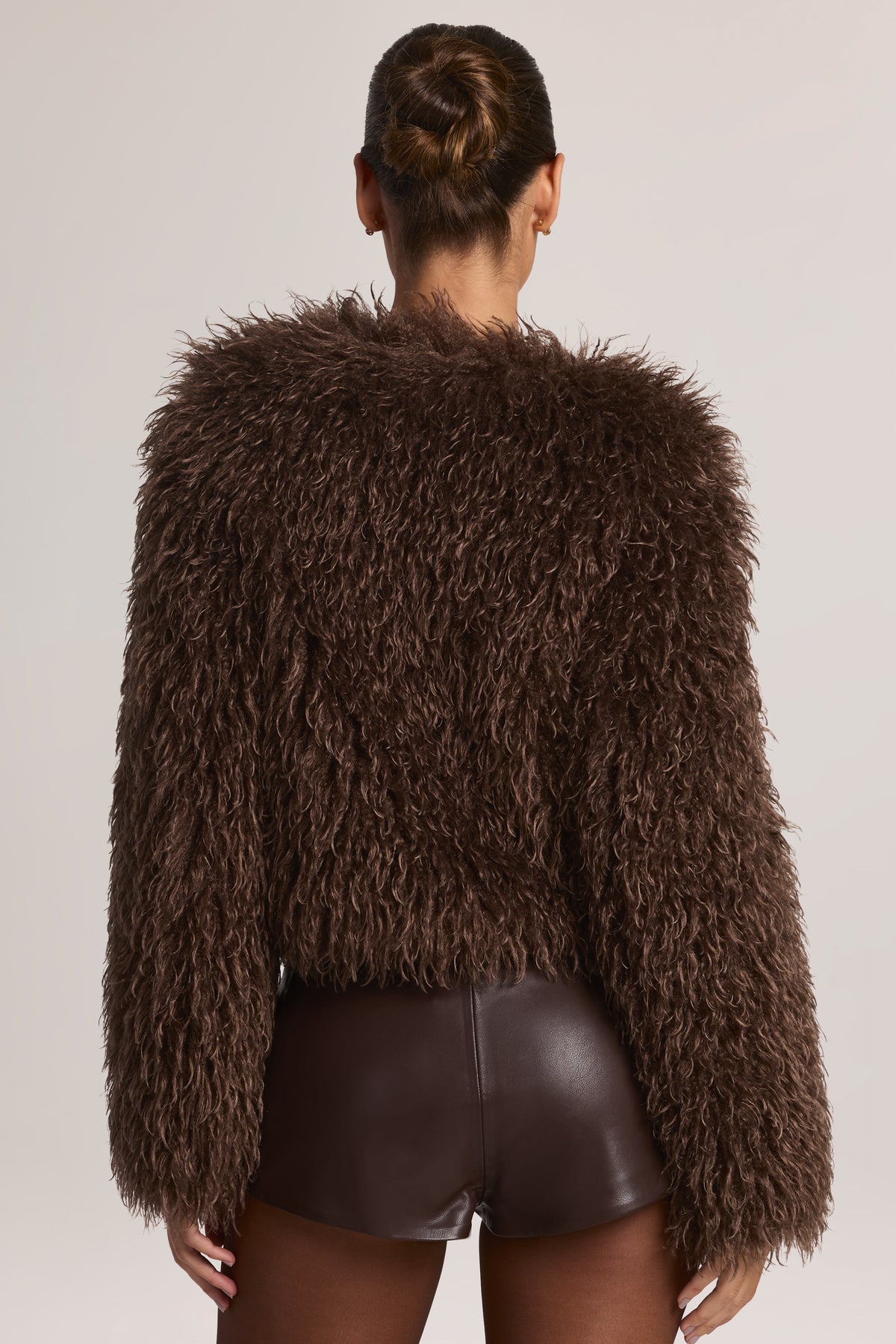 Mongolian Fur Jacket in Chocolate Brown