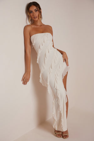Bandeau Ruffle Detail Maxi Dress