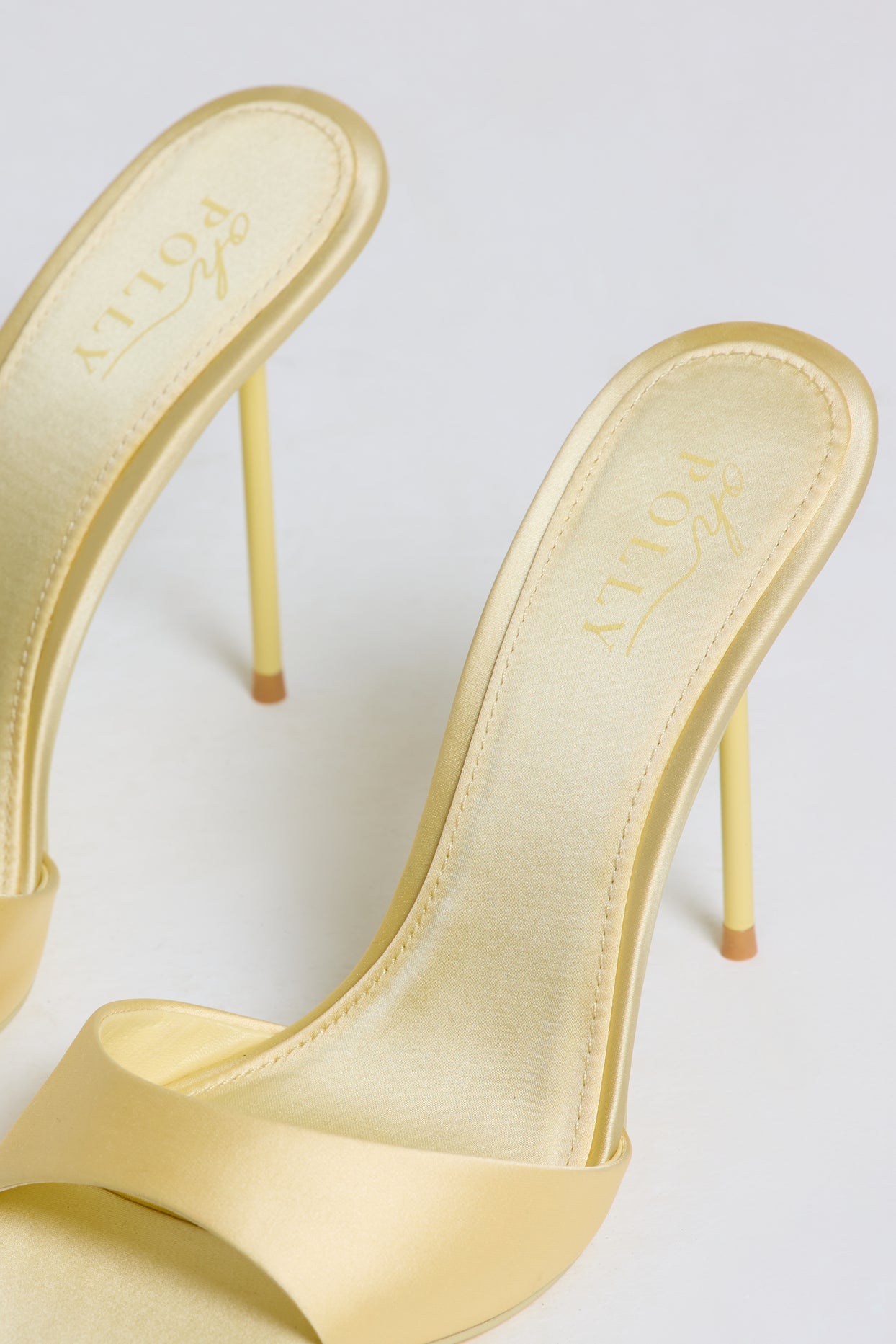 Satin Heeled Mule Sandal in Butter Yellow - 5