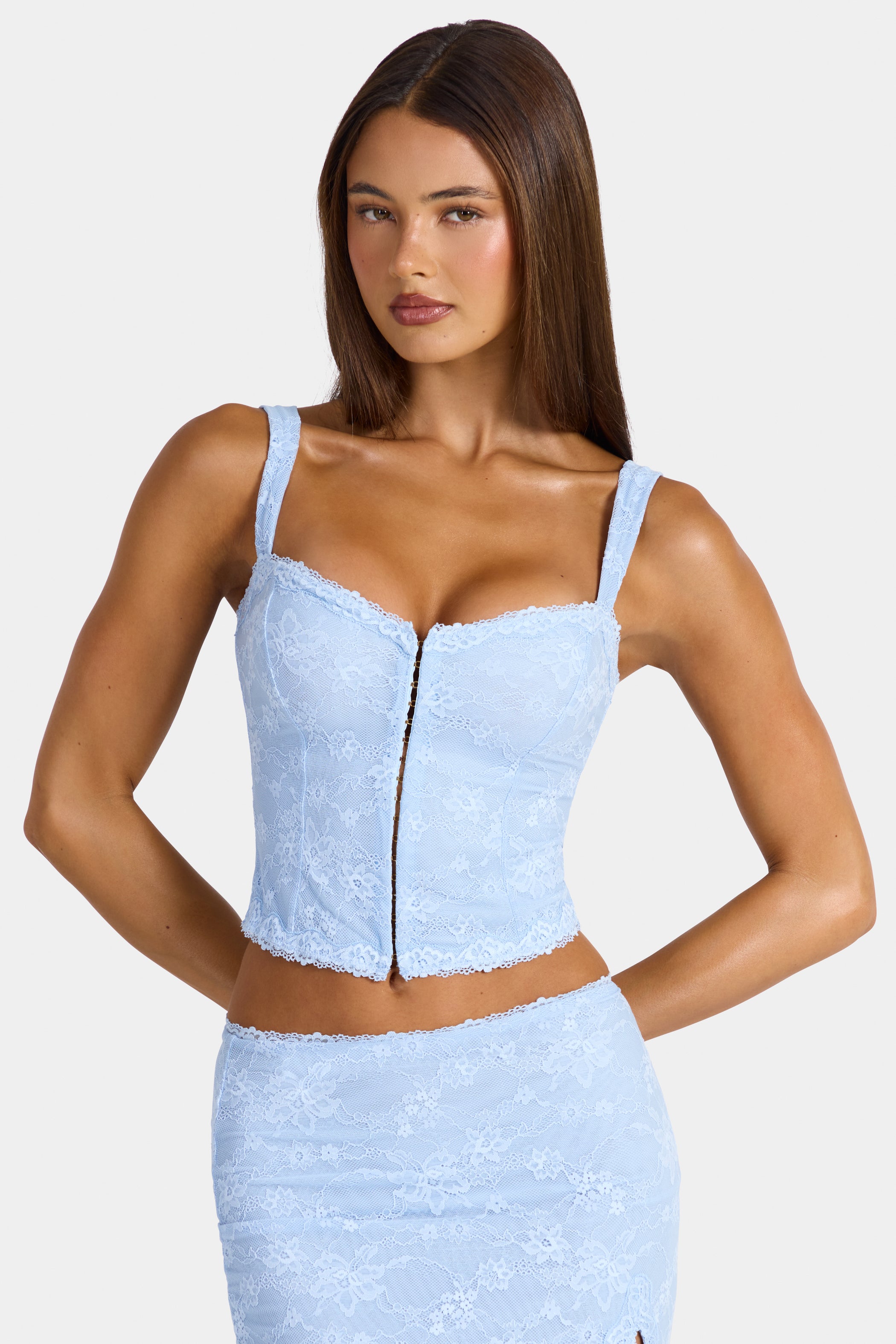 Lace Cami Top in Arctic Blue