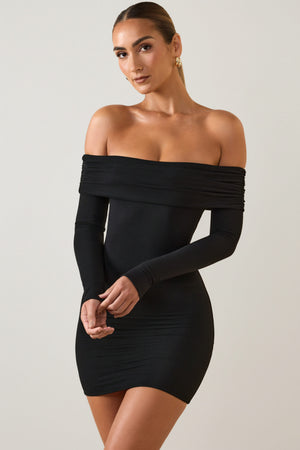 Oriana Modal Off-Shoulder Mini Dress in Black