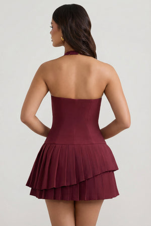 Rosaria Asymmetric Layered Halterneck Mini Dress in Wine Red | Oh Polly Rosaria Asymmetric Layered Halterneck Mini Dress in Wine Red | Oh Polly