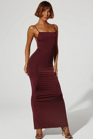 Ruched Bodycon Maxi Dress in Brown Ruched Bodycon Maxi Dress in Brown