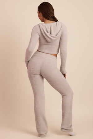 Oh Polly's Hayley wearing the Safia Trousers in Cloud Grey fabric perfect for office chic style