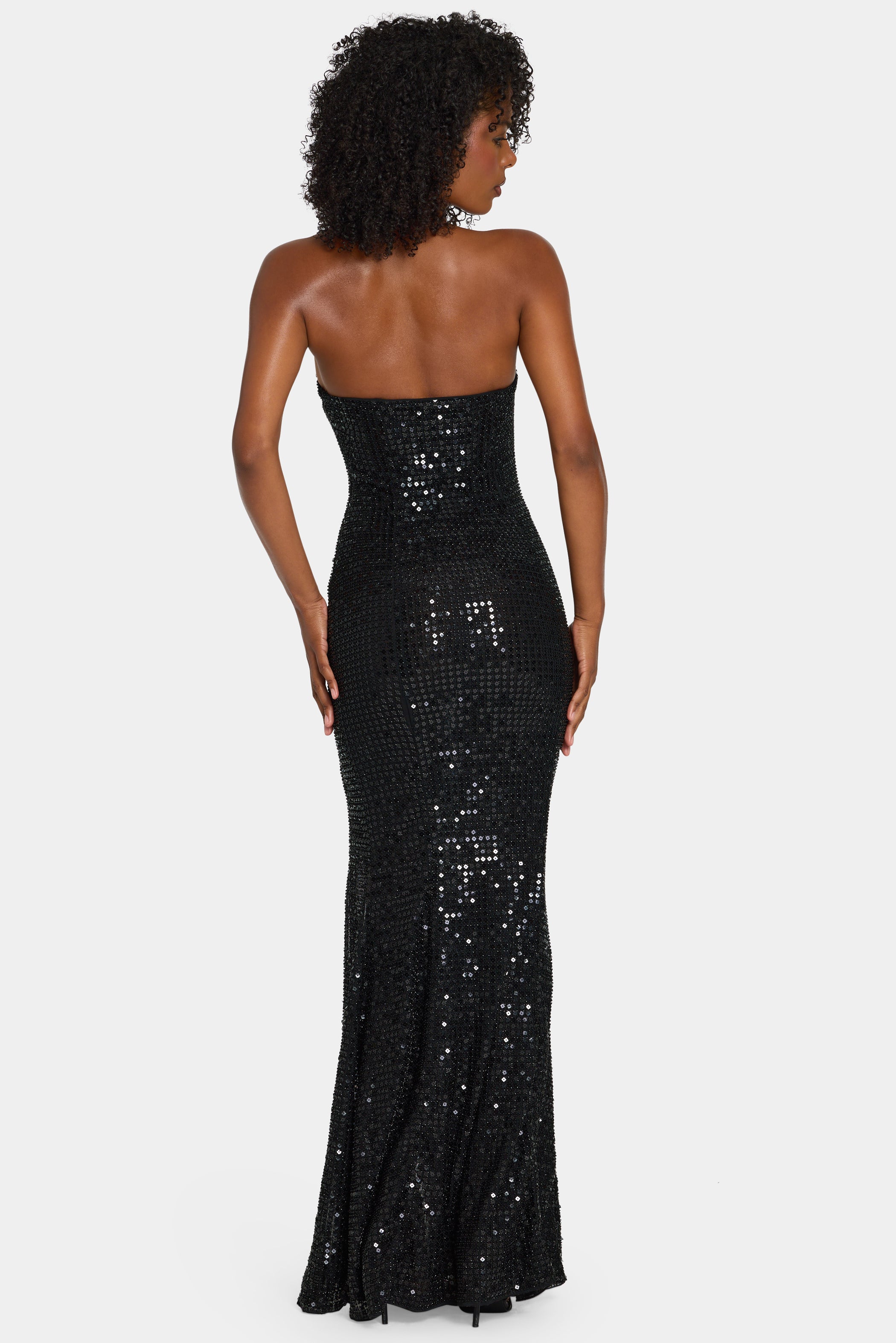 Embellished Halterneck Gown in Black