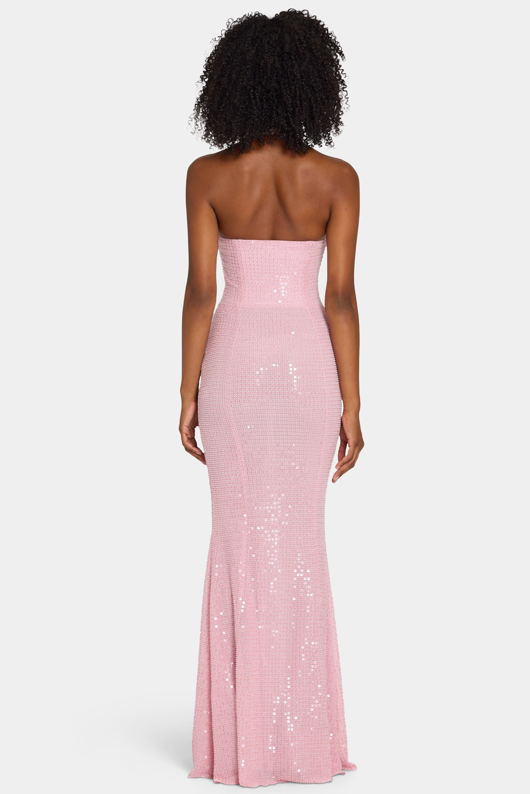 Embellished Halterneck Gown in Lavender Pink