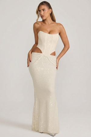 slim fit dress slacks Nala Sequin Mini Dress - White