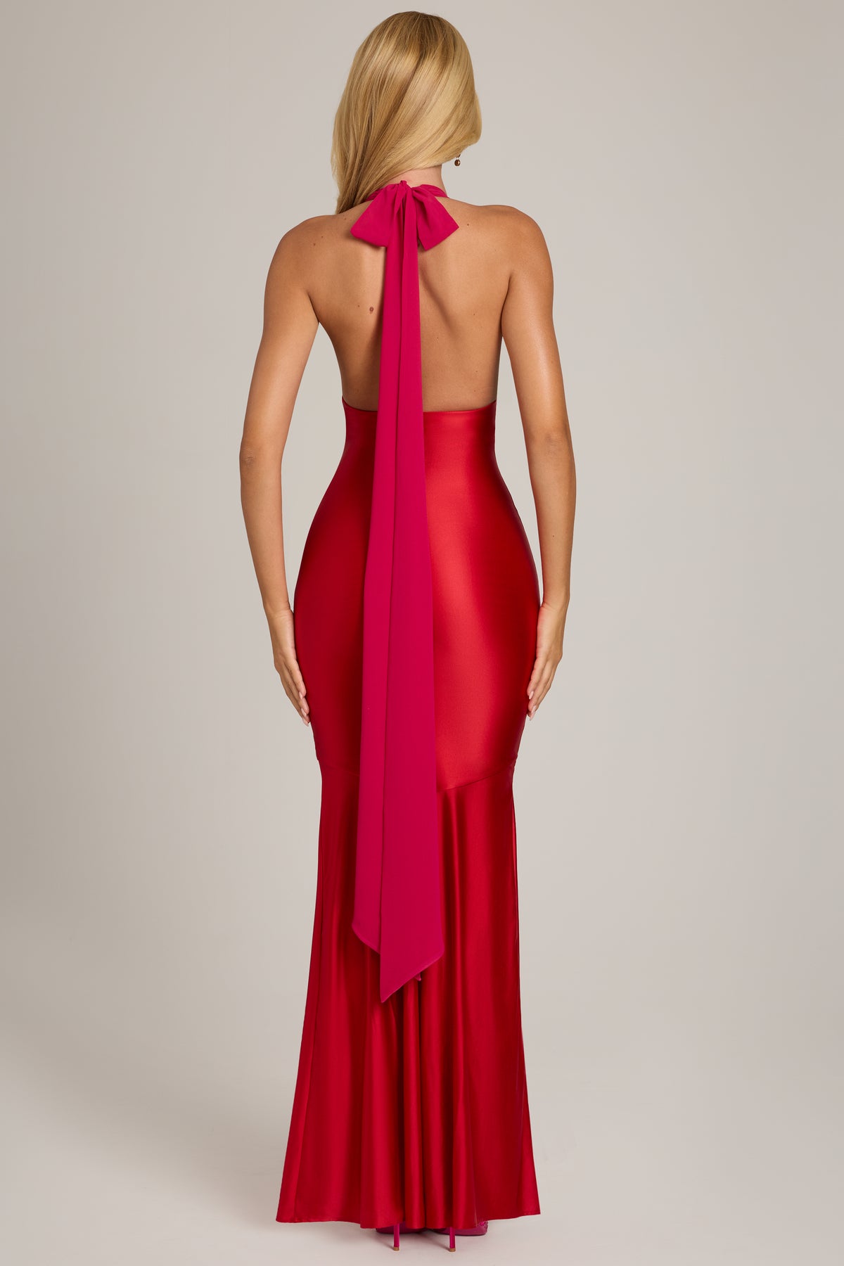 Satin Jersey Maxi Dress in Scarlet Red - 2