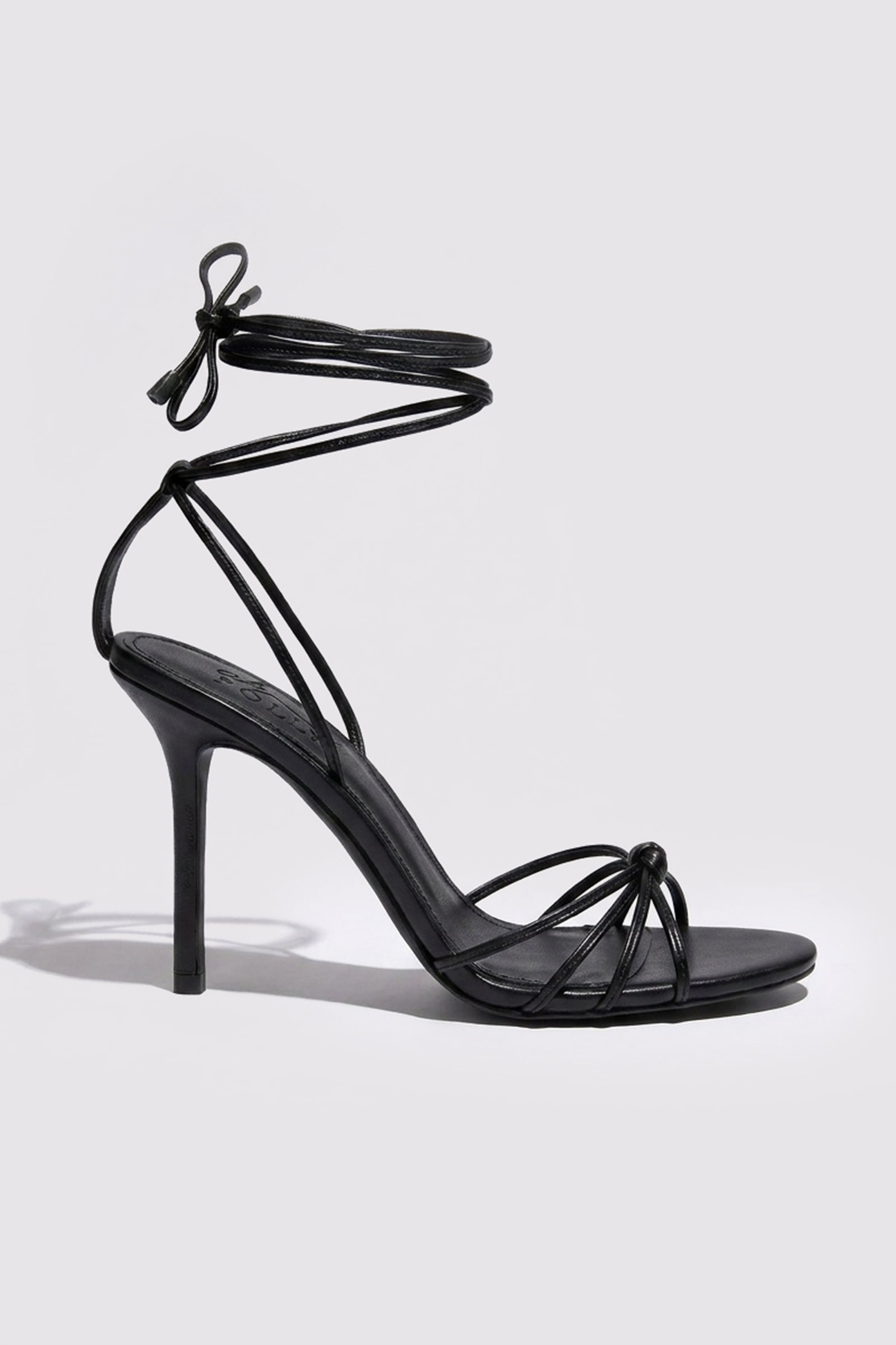 Lace-Up Heeled Sandal in Black